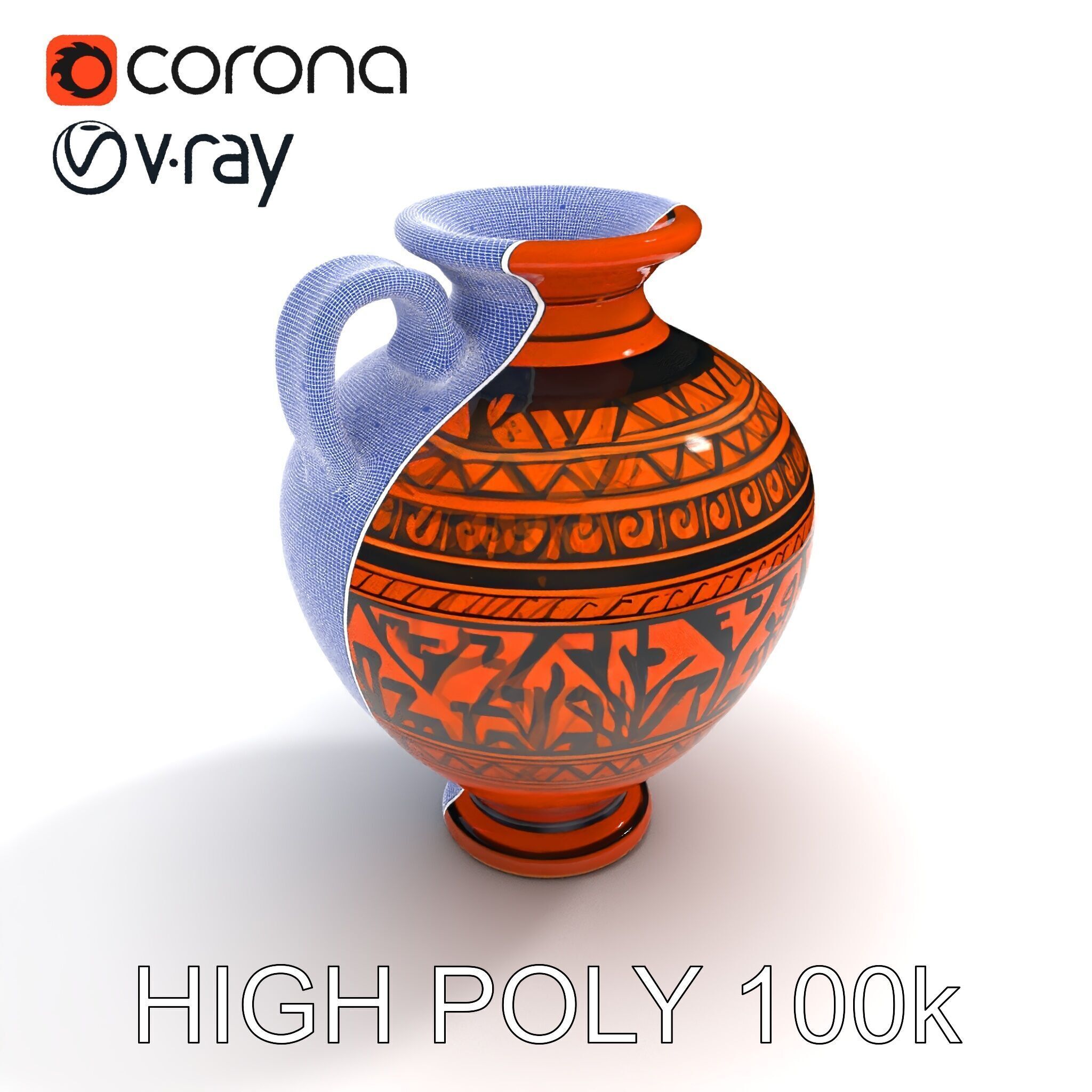 Ancient Greek Vase Model Pack with Ornate Patterns Low-poly 3D model_28