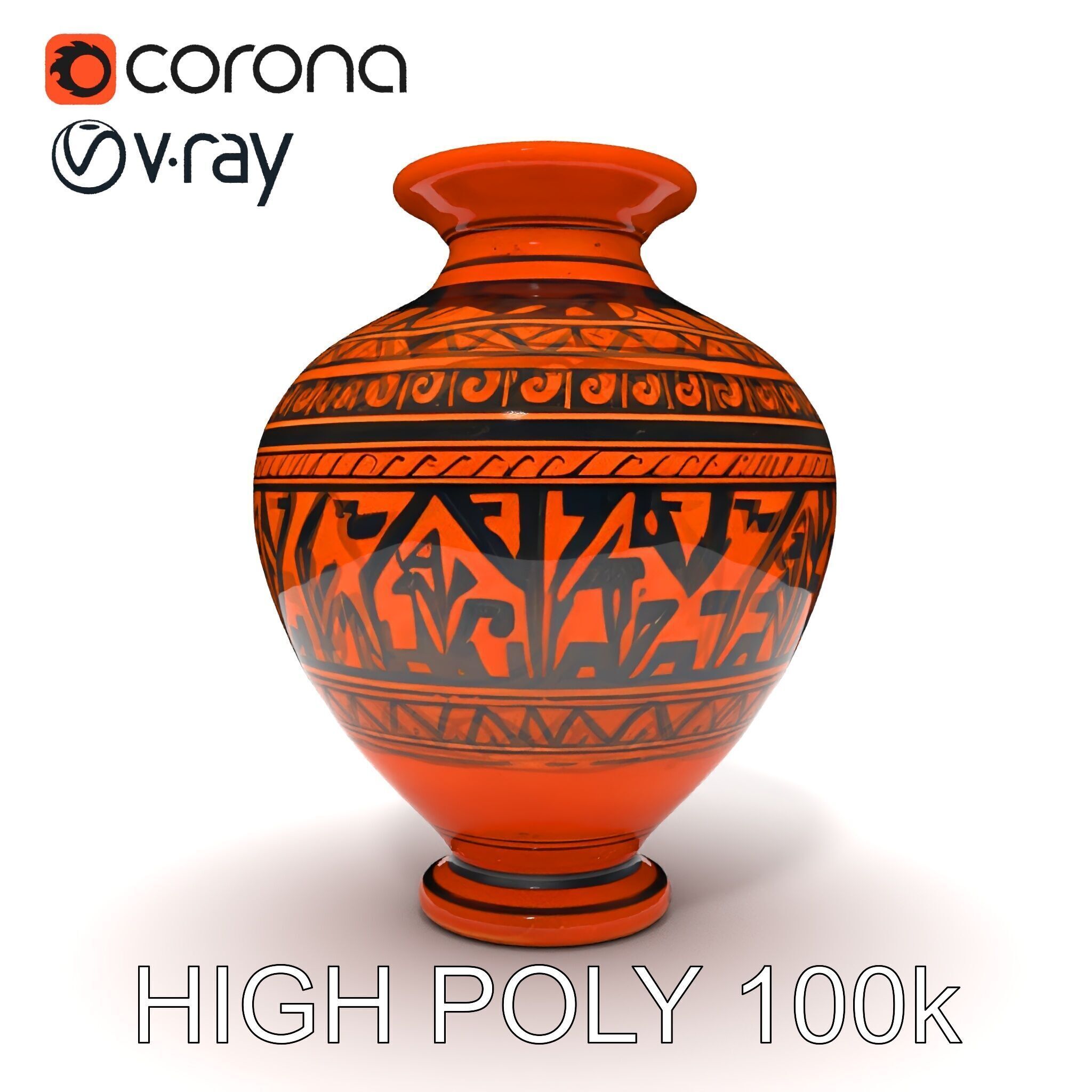 Ancient Greek Vase Model Pack with Ornate Patterns Low-poly 3D model_10