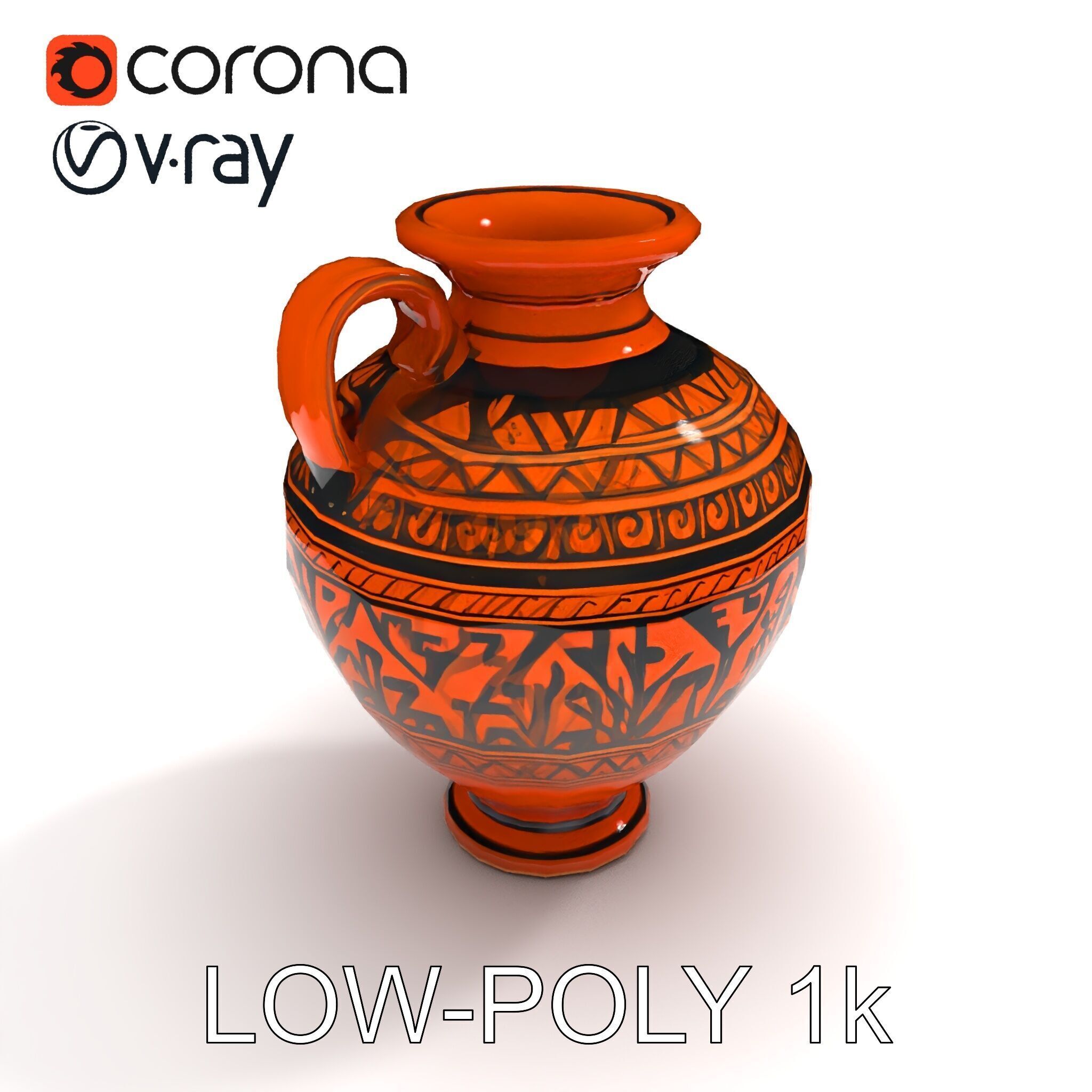 Ancient Greek Vase Model Pack with Ornate Patterns Low-poly 3D model_21
