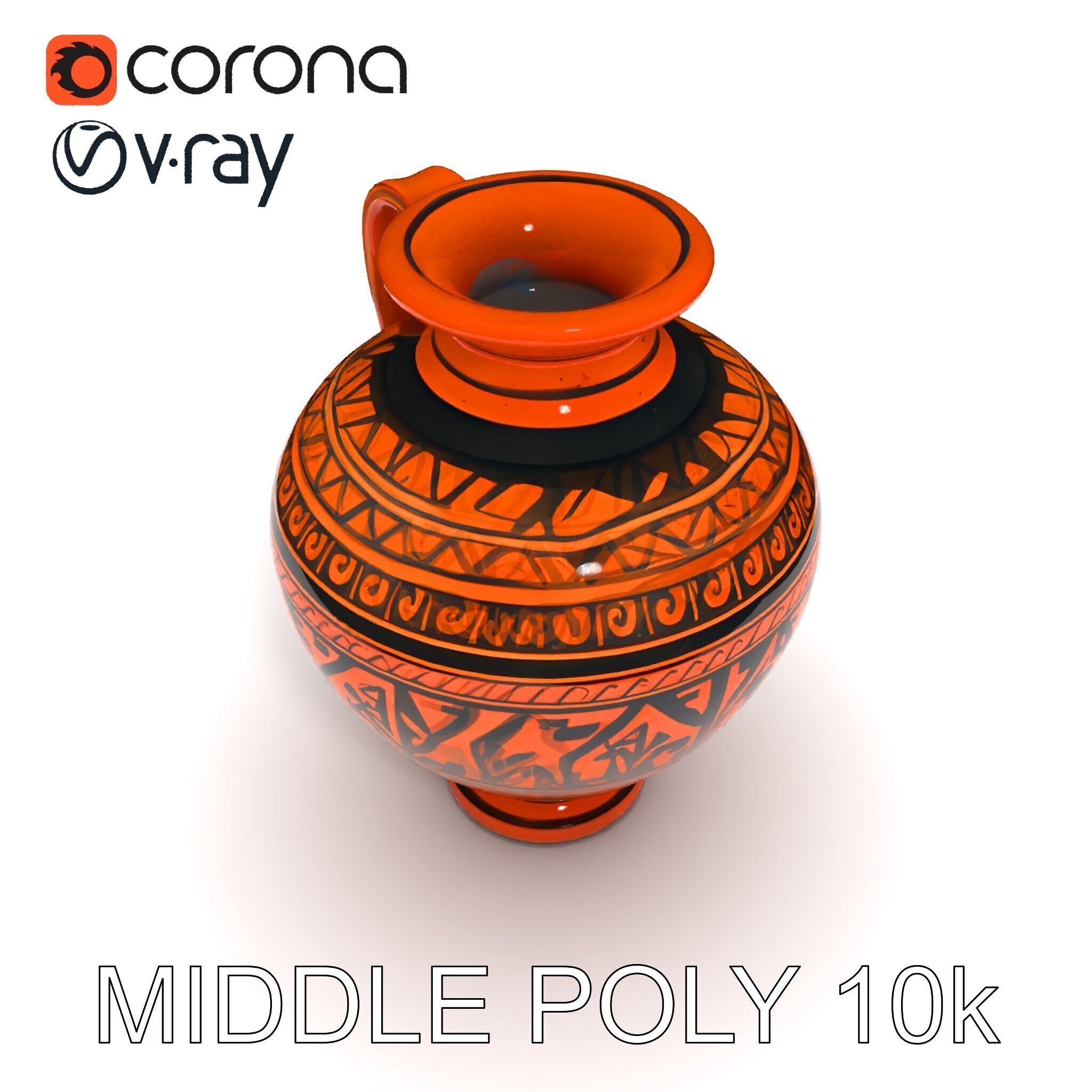 Ancient Greek Vase Model Pack with Ornate Patterns Low-poly 3D model_34