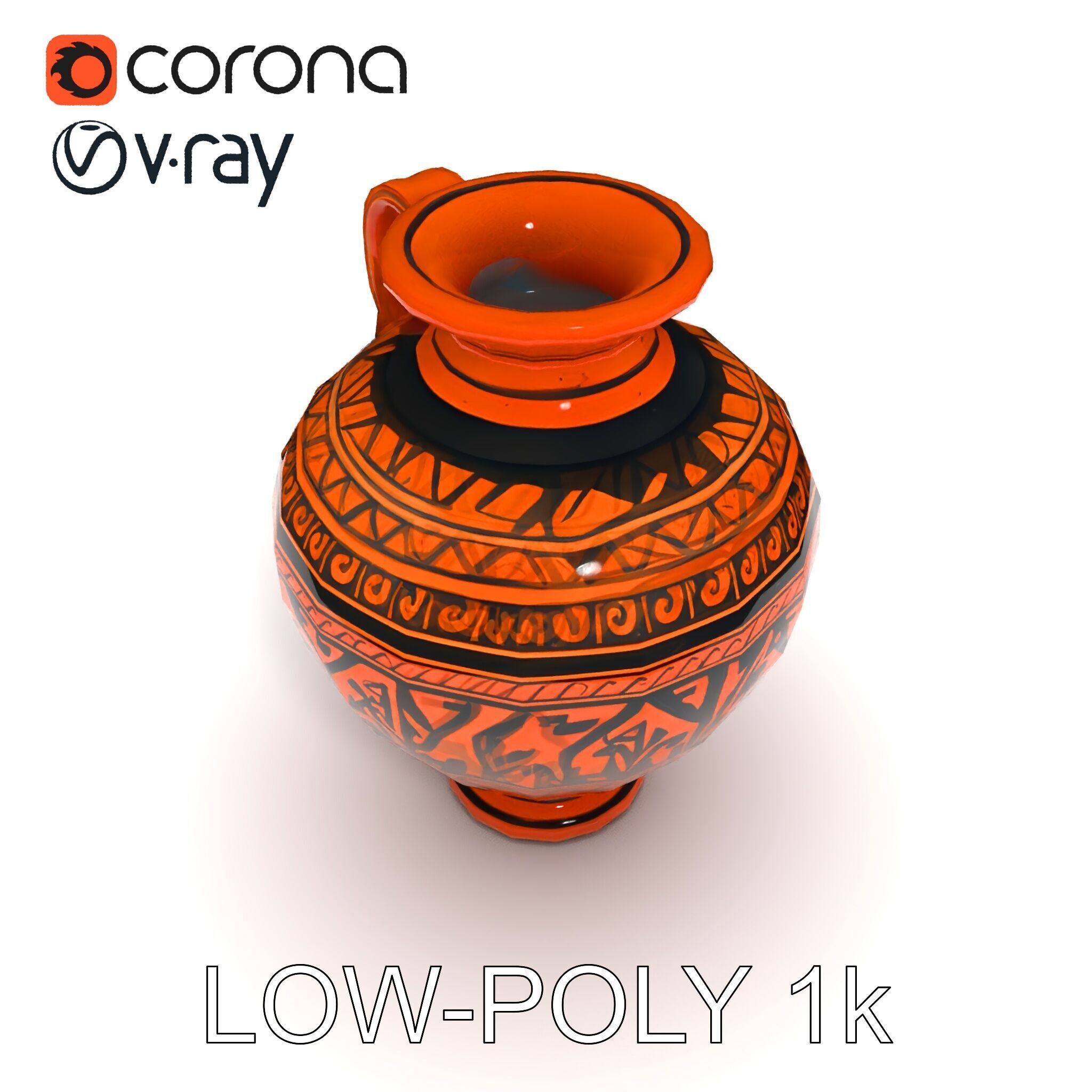 Ancient Greek Vase Model Pack with Ornate Patterns Low-poly 3D model_9