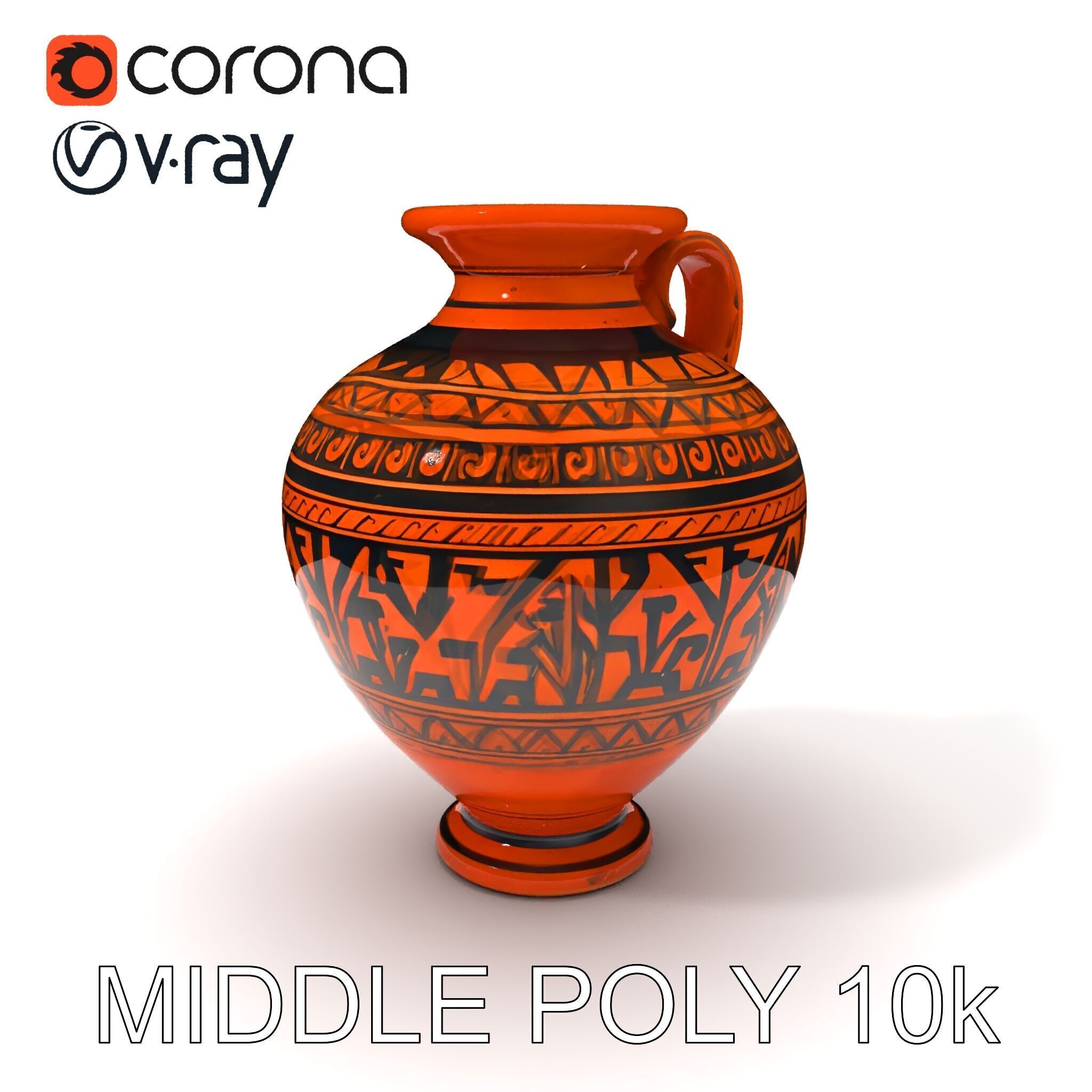 Ancient Greek Vase Model Pack with Ornate Patterns Low-poly 3D model_26