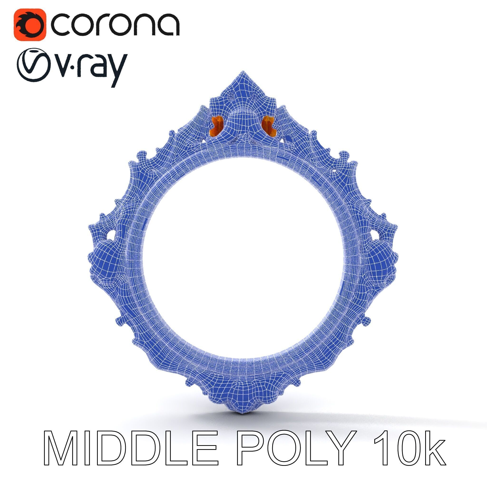 Baroque Ornate Mirror Frame D Model Pack Low-poly 3D model_24