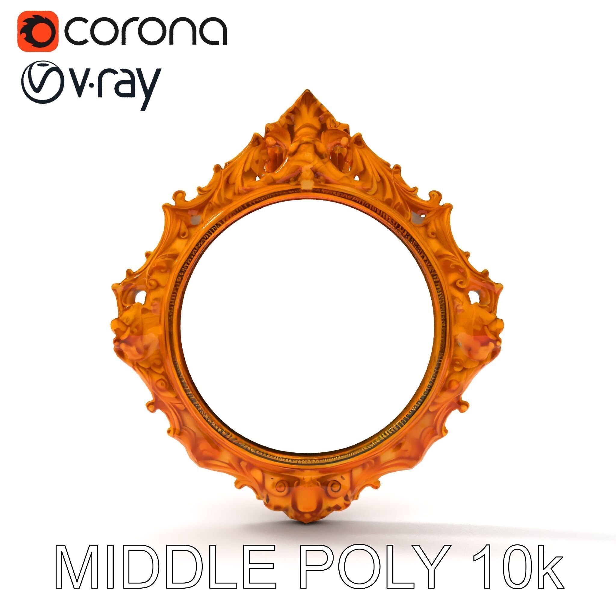 Baroque Ornate Mirror Frame D Model Pack Low-poly 3D model_30