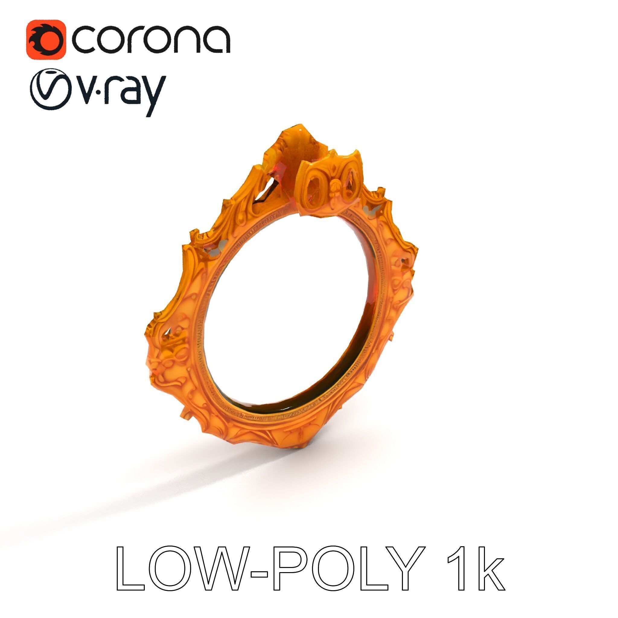 Baroque Ornate Mirror Frame D Model Pack Low-poly 3D model_18