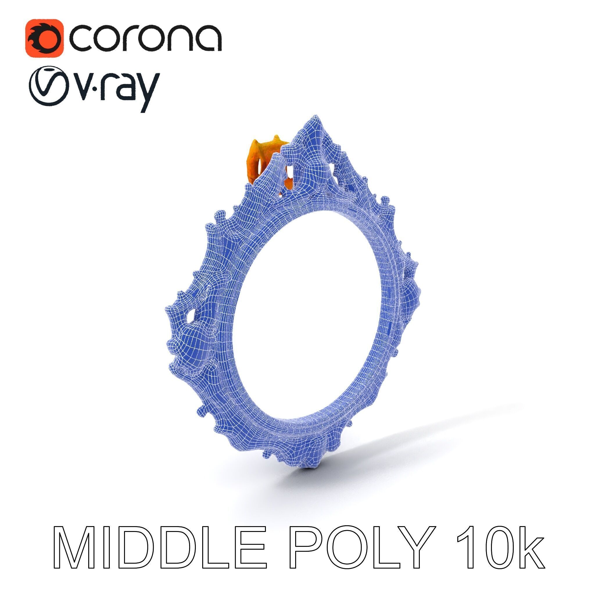 Baroque Ornate Mirror Frame D Model Pack Low-poly 3D model_22