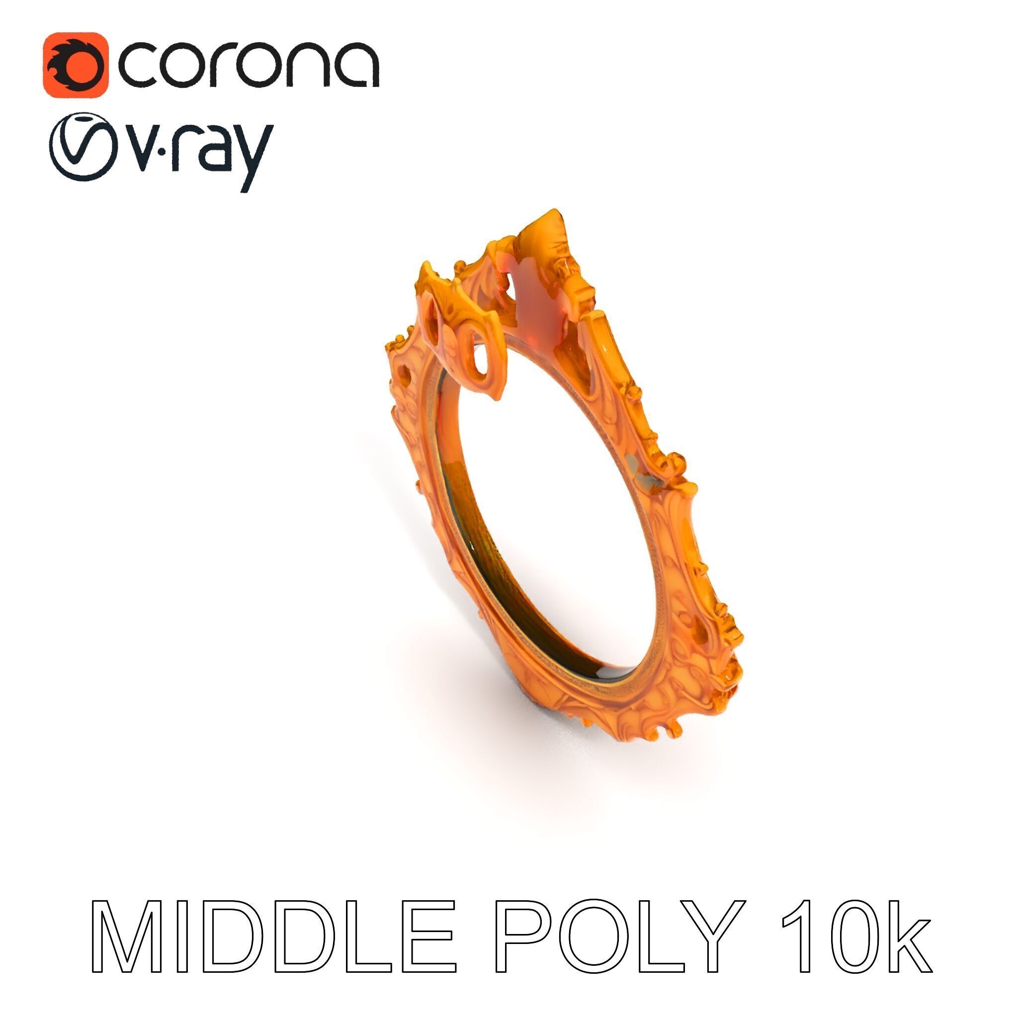 Baroque Ornate Mirror Frame D Model Pack Low-poly 3D model_6