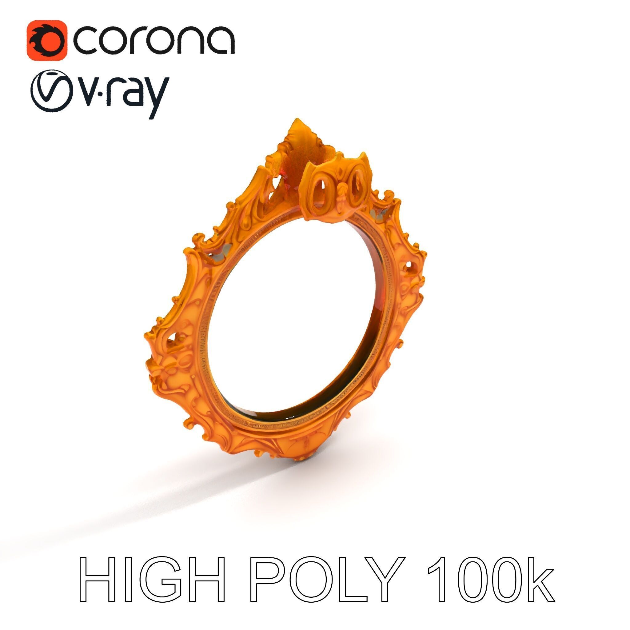 Baroque Ornate Mirror Frame D Model Pack Low-poly 3D model_21