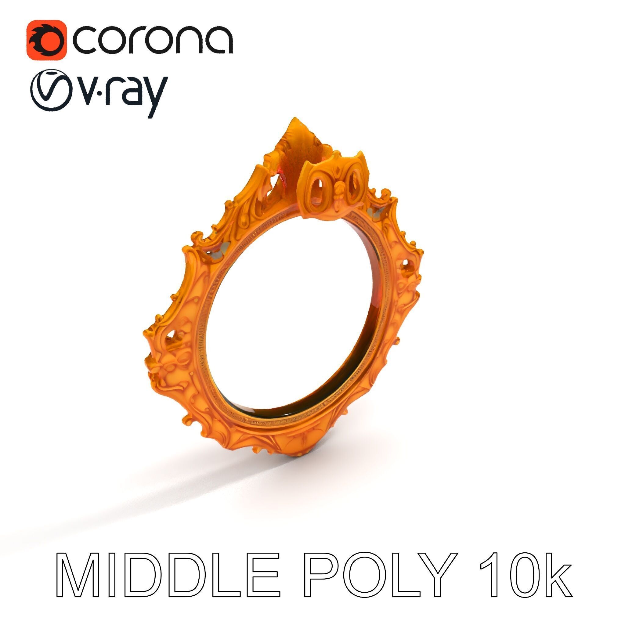 Baroque Ornate Mirror Frame D Model Pack Low-poly 3D model_19