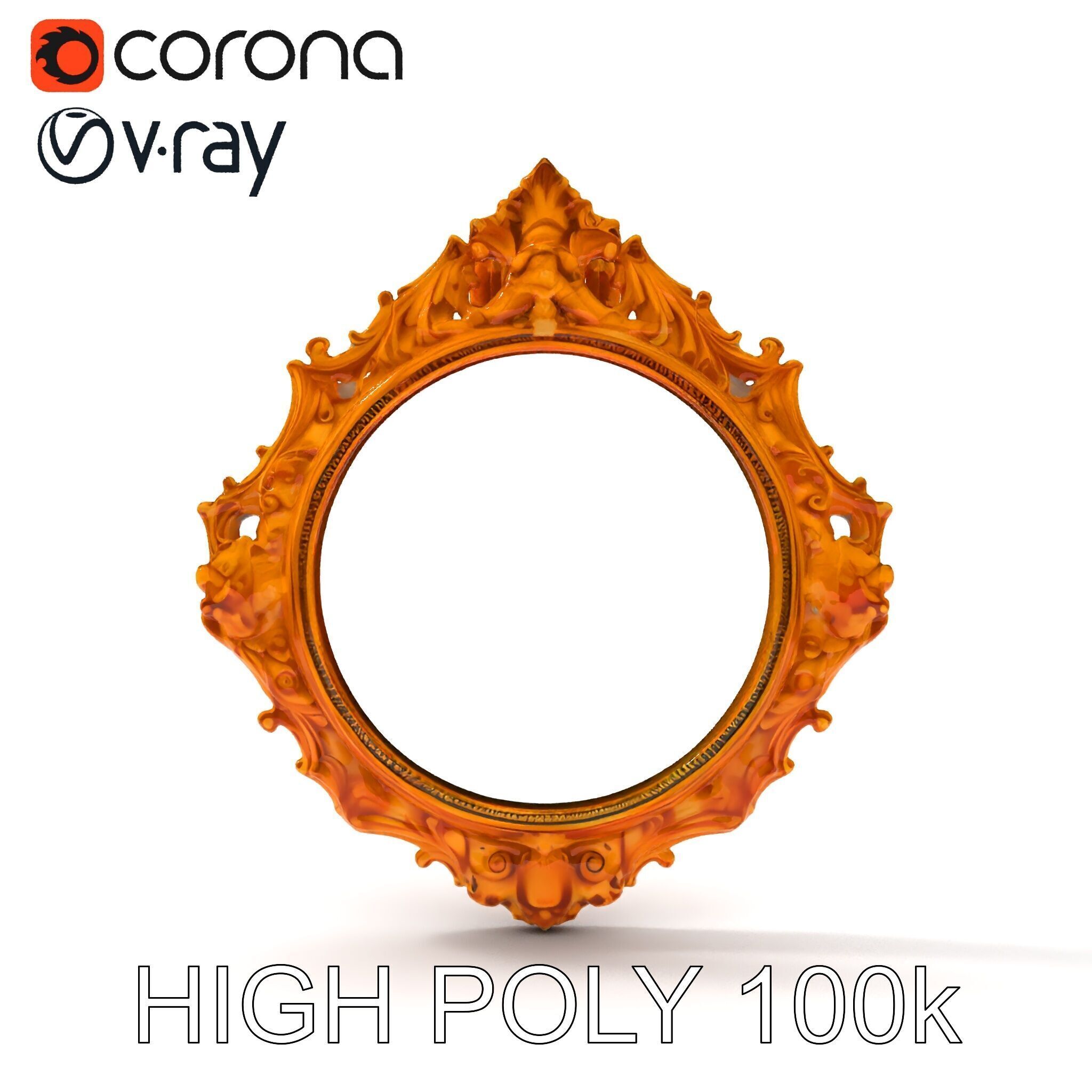 Baroque Ornate Mirror Frame D Model Pack Low-poly 3D model_10