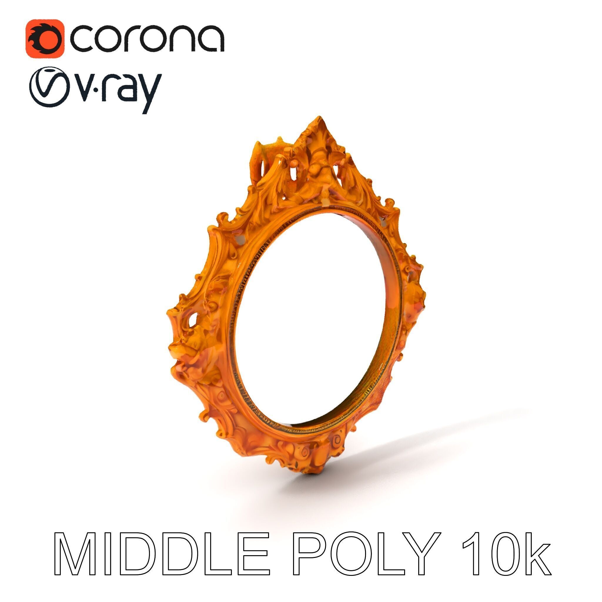 Baroque Ornate Mirror Frame D Model Pack Low-poly 3D model_27