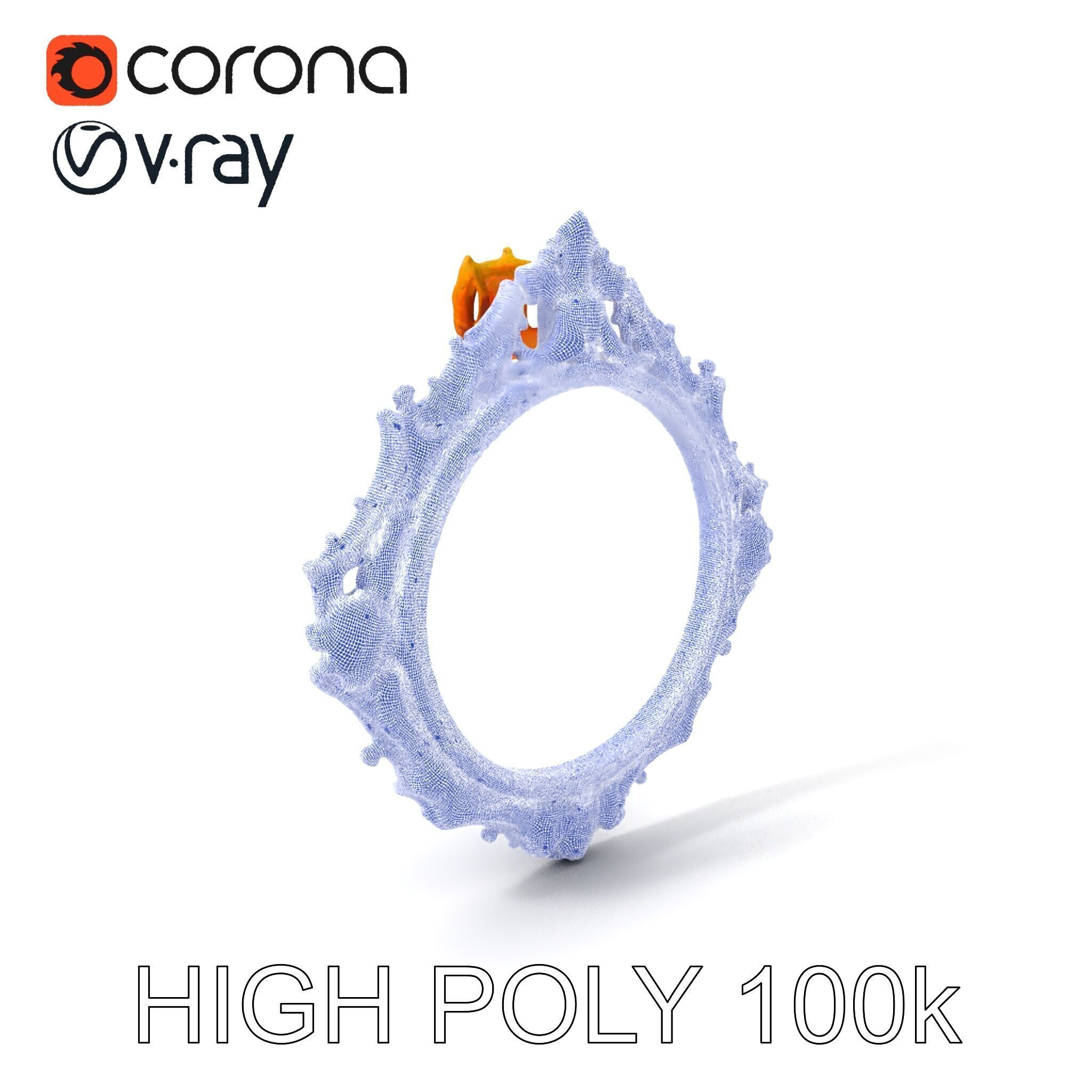 Baroque Ornate Mirror Frame D Model Pack Low-poly 3D model_3