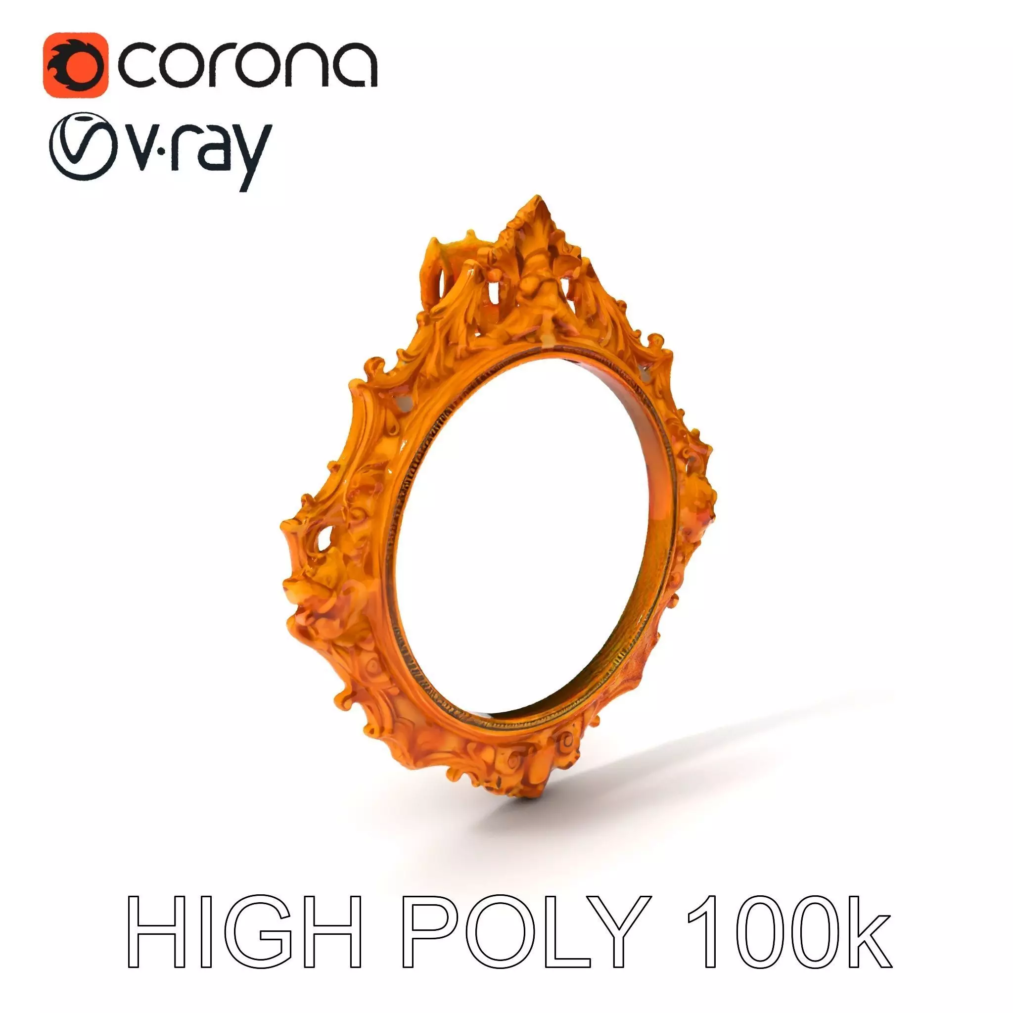 Baroque Ornate Mirror Frame D Model Pack Low-poly 3D model_0