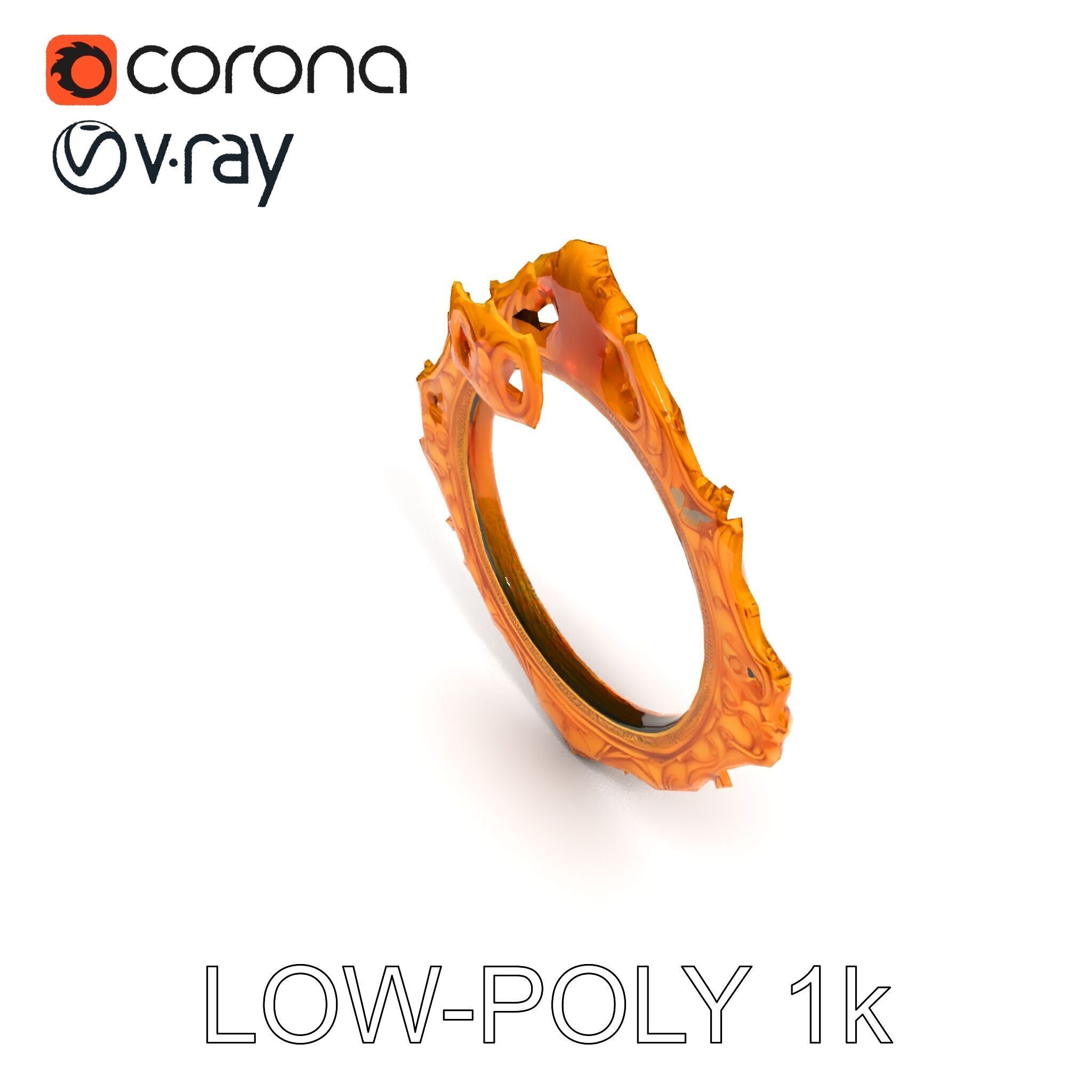 Baroque Ornate Mirror Frame D Model Pack Low-poly 3D model_31