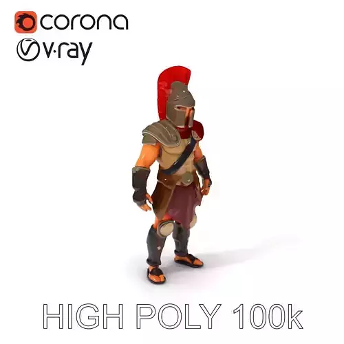 Spartan Warrior D Character Model with Armor and Helmet