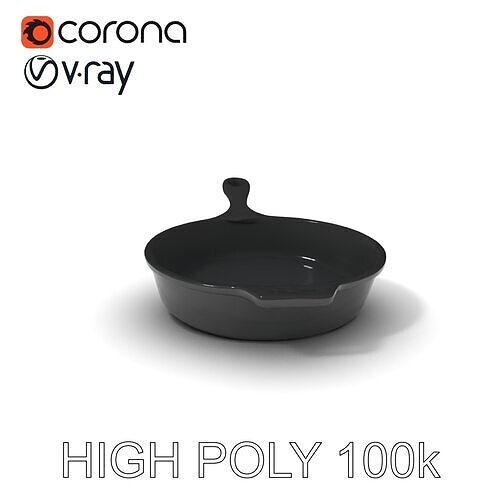Cast Iron Skillet D Model Pack Low-poly 3D model