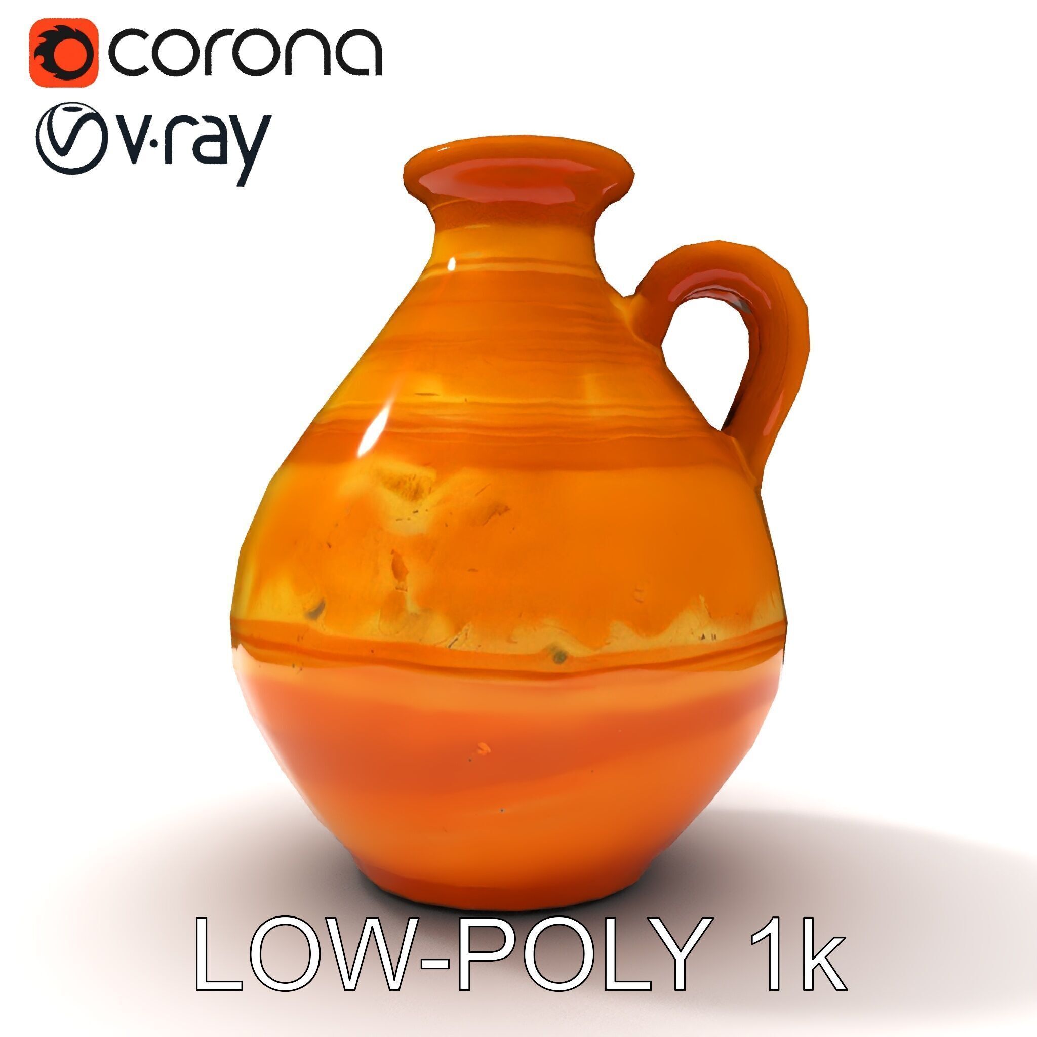 Rustic Clay Pitcher Model Pack Low-poly 3D model_7