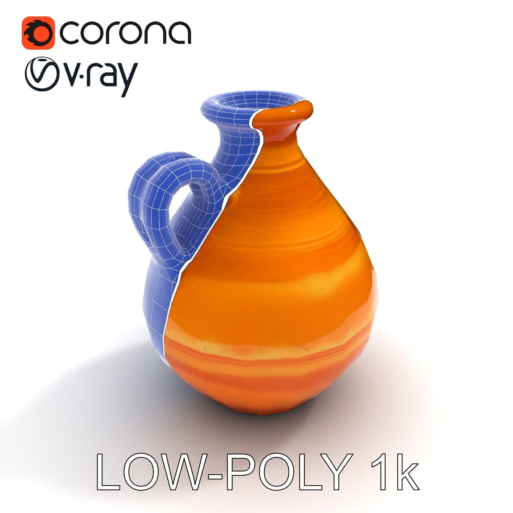 Rustic Clay Pitcher Model Pack Low-poly 3D model_13