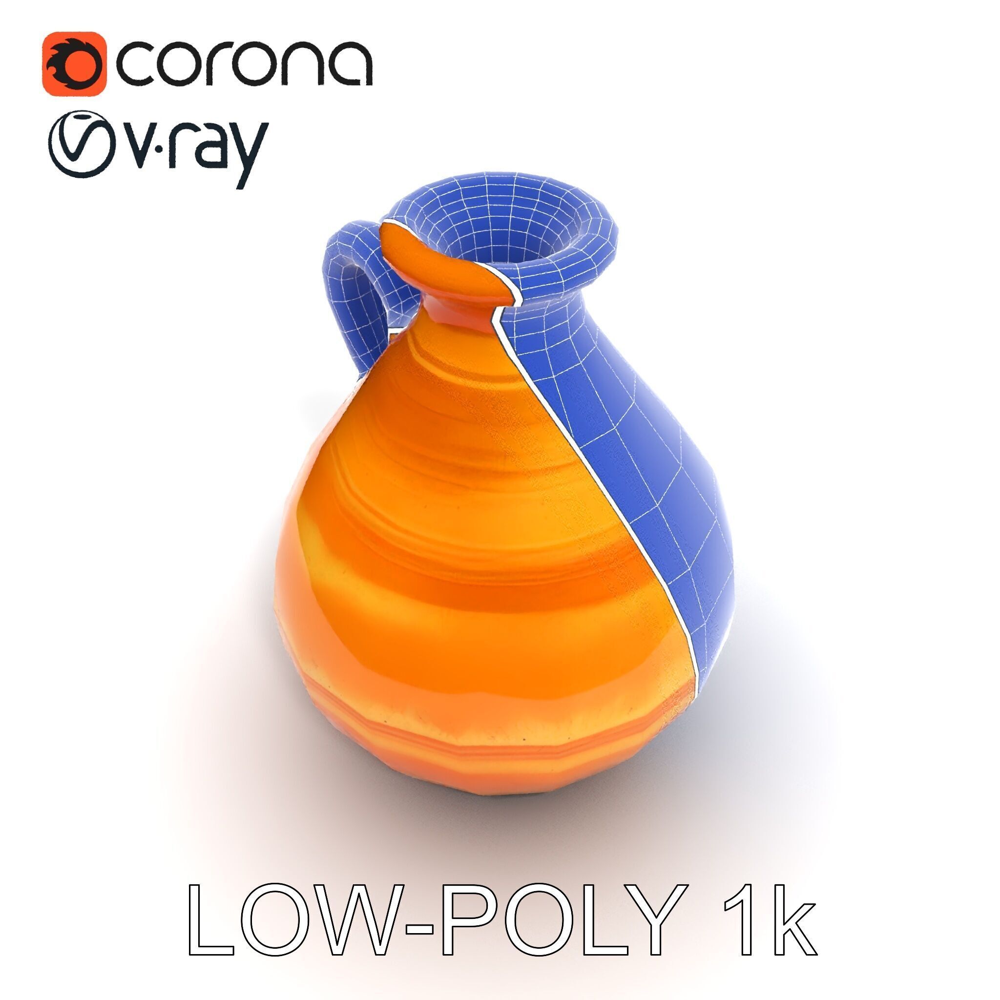 Rustic Clay Pitcher Model Pack Low-poly 3D model_10