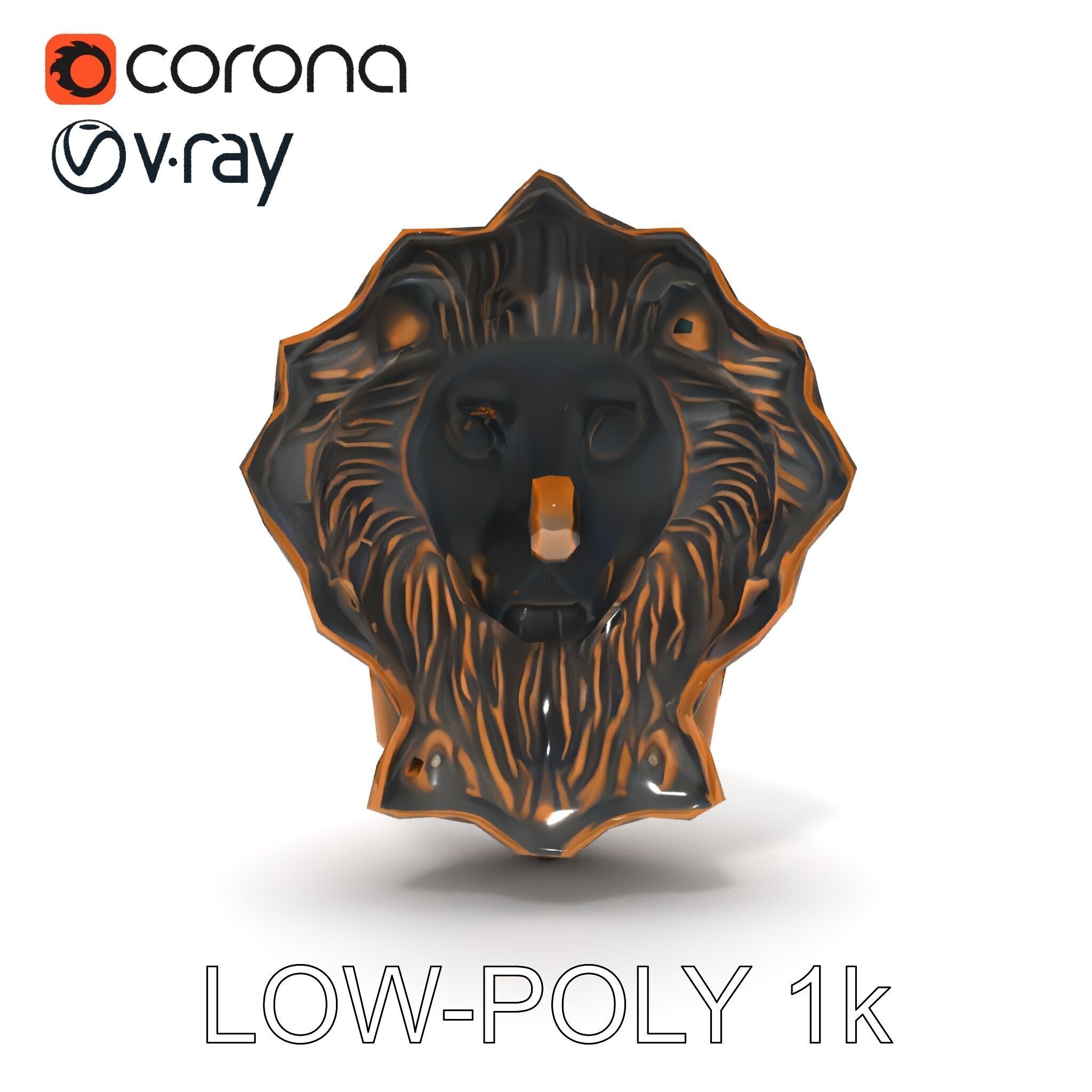 Lion Head Door Knocker Model Pack Low-poly 3D model_16