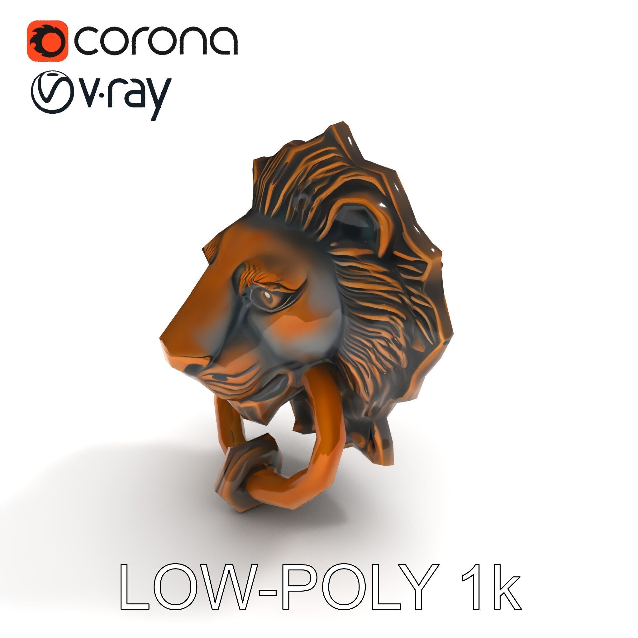 Lion Head Door Knocker Model Pack Low-poly 3D model_29