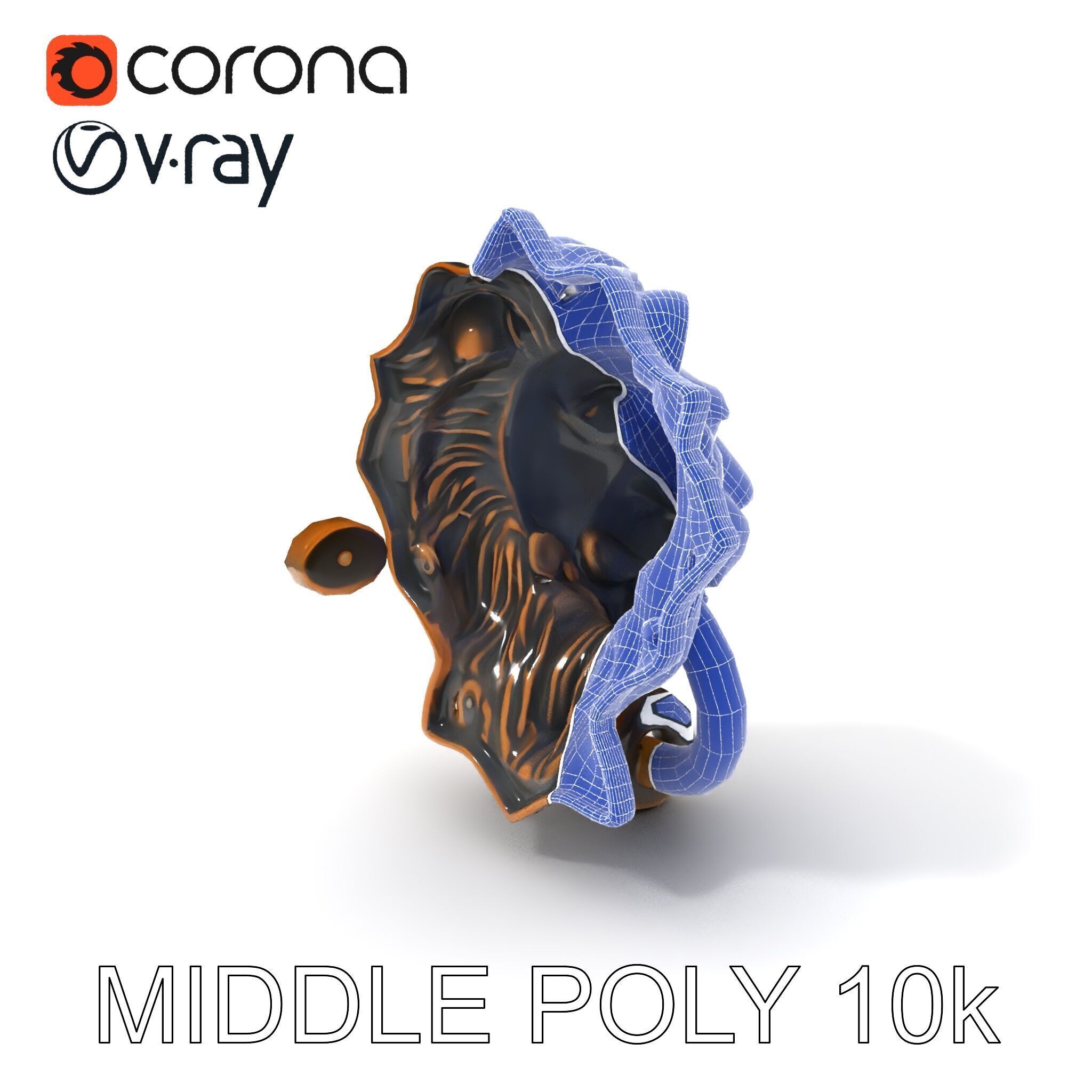 Lion Head Door Knocker Model Pack Low-poly 3D model_12