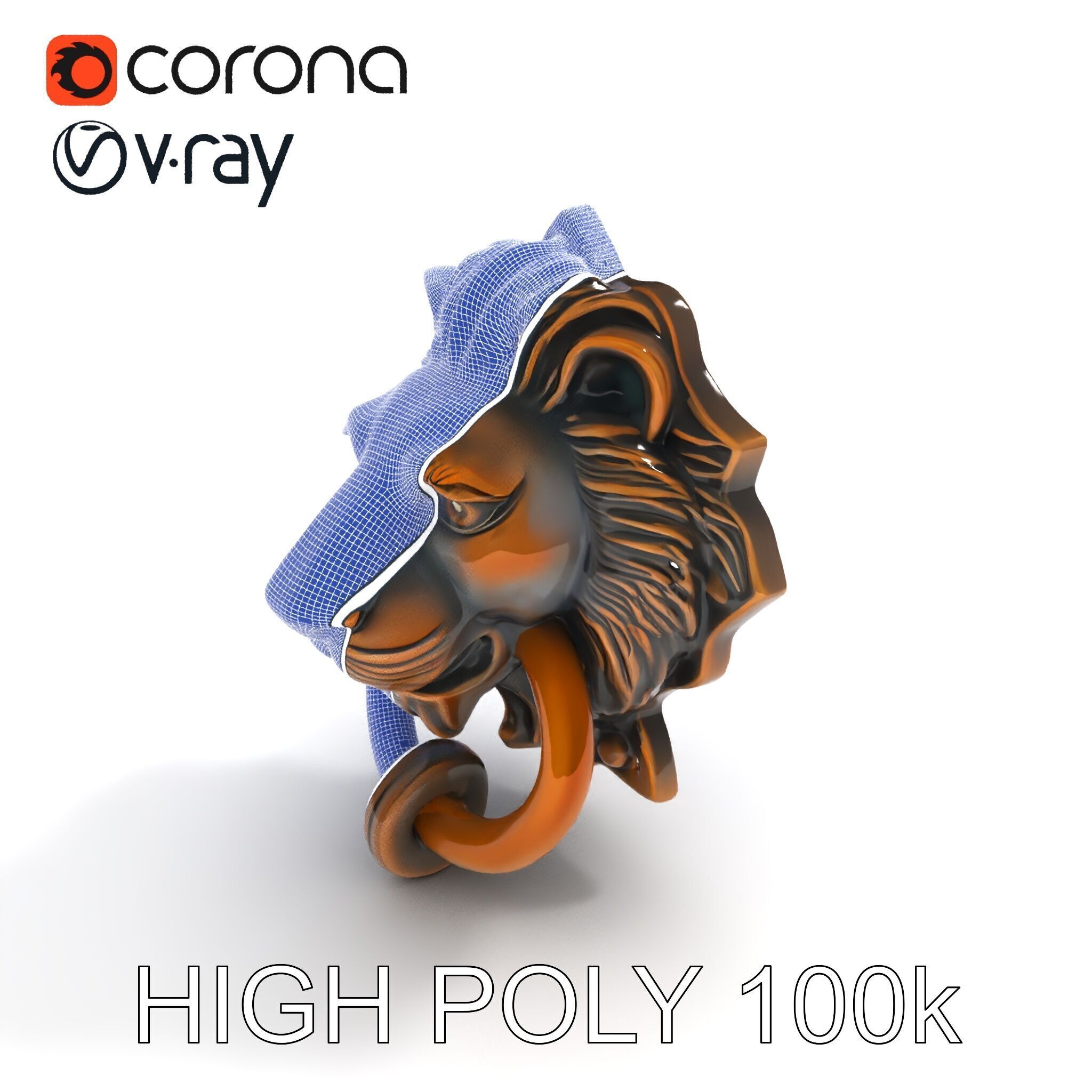 Lion Head Door Knocker Model Pack Low-poly 3D model_19