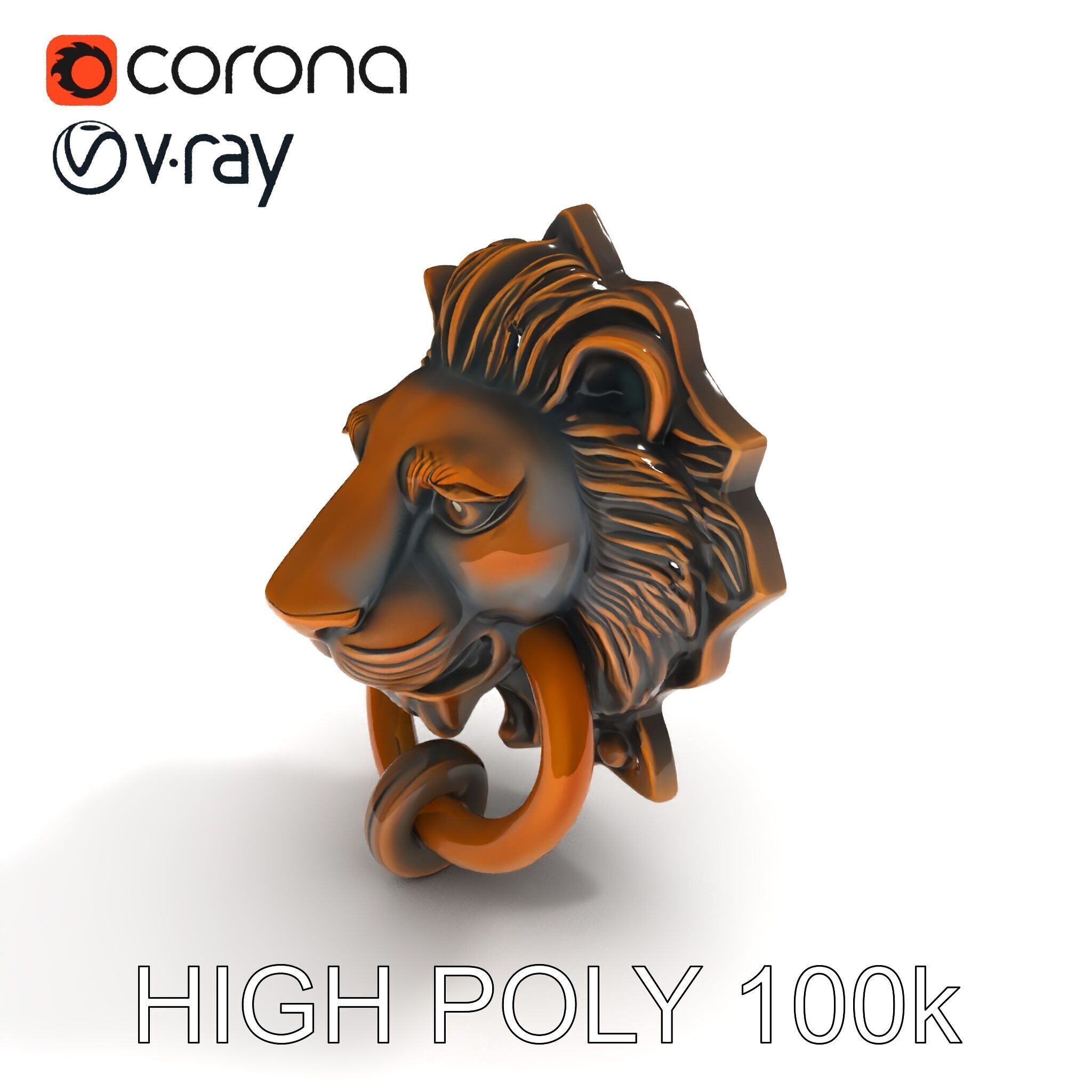 Lion Head Door Knocker Model Pack Low-poly 3D model_32