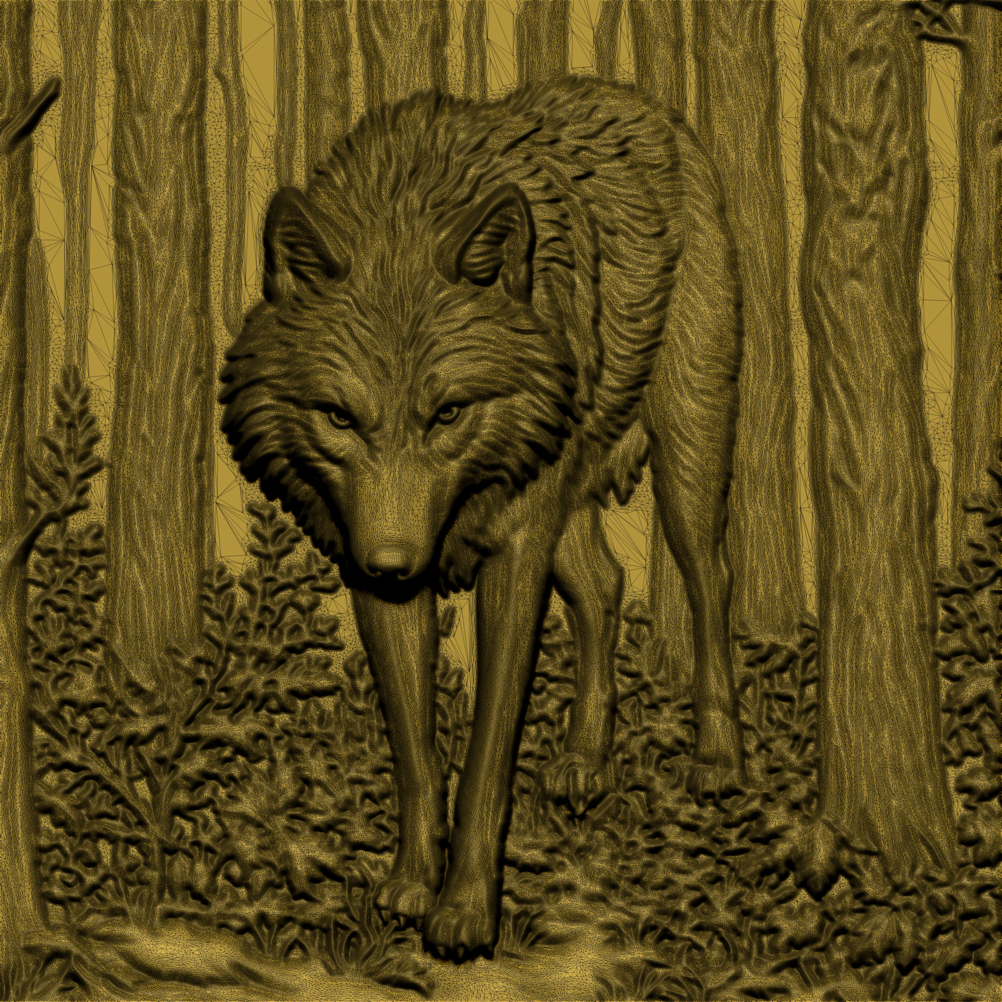 Wolf in Forest A56 3D model 3D printable | CGTrader