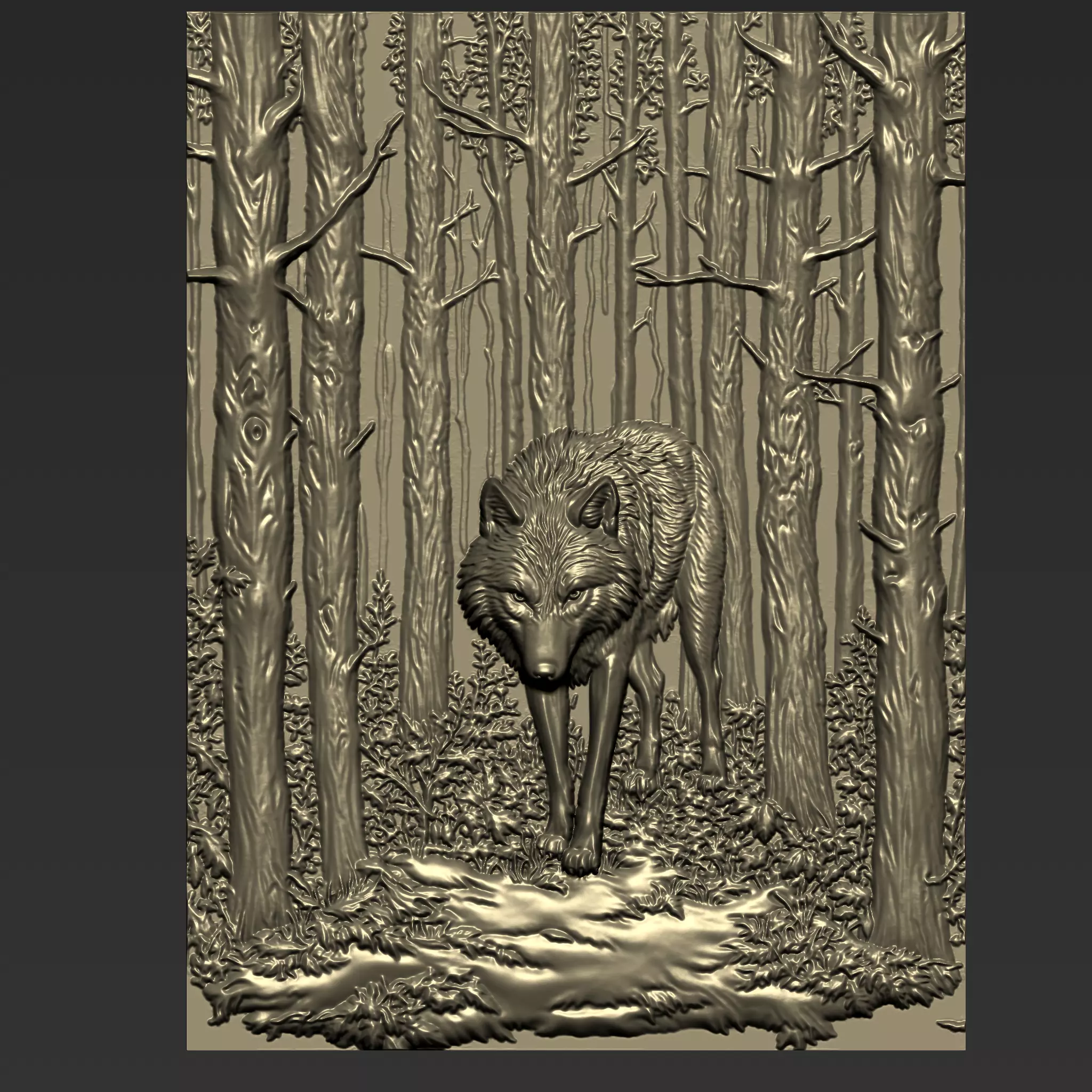 Wolf in Forest A56 3D model 3D printable | CGTrader