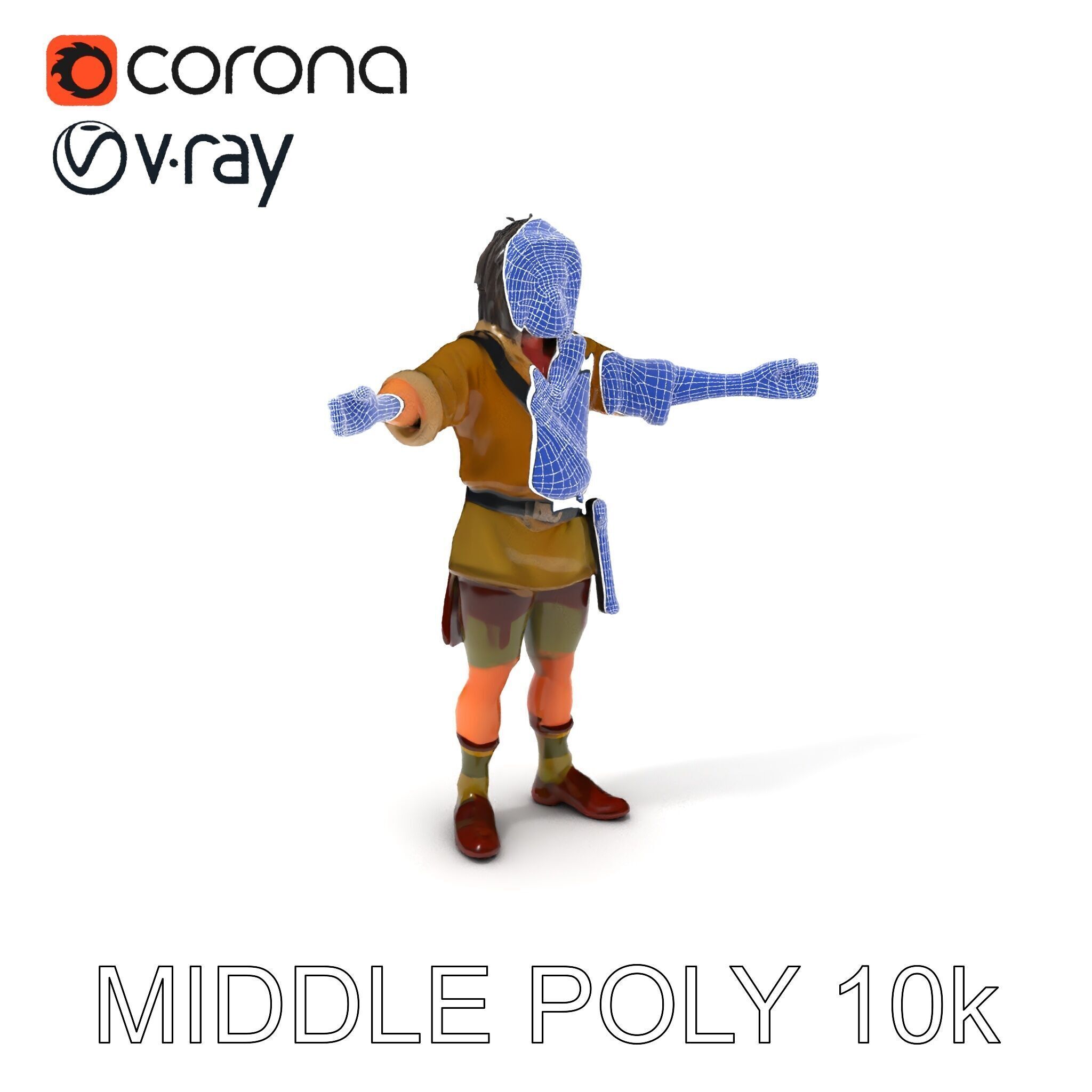 Rugged Medieval Wanderer D Character Model Fully Rigged Low-poly 3D model_15