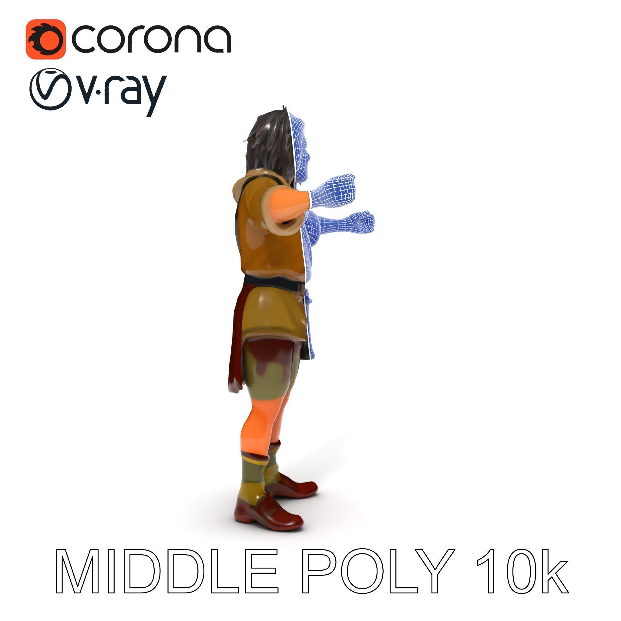 Rugged Medieval Wanderer D Character Model Fully Rigged Low-poly 3D model_36