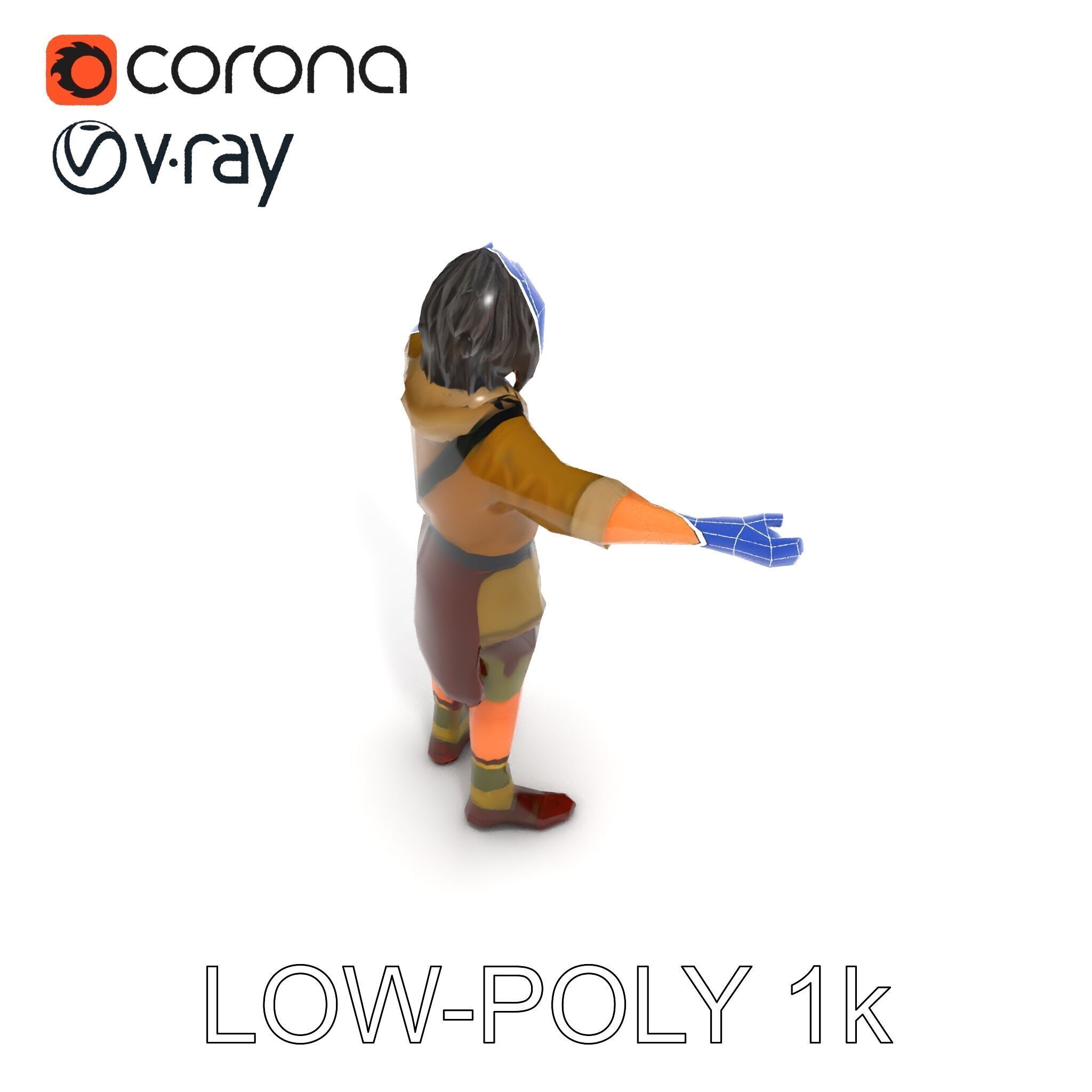 Rugged Medieval Wanderer D Character Model Fully Rigged Low-poly 3D model_18