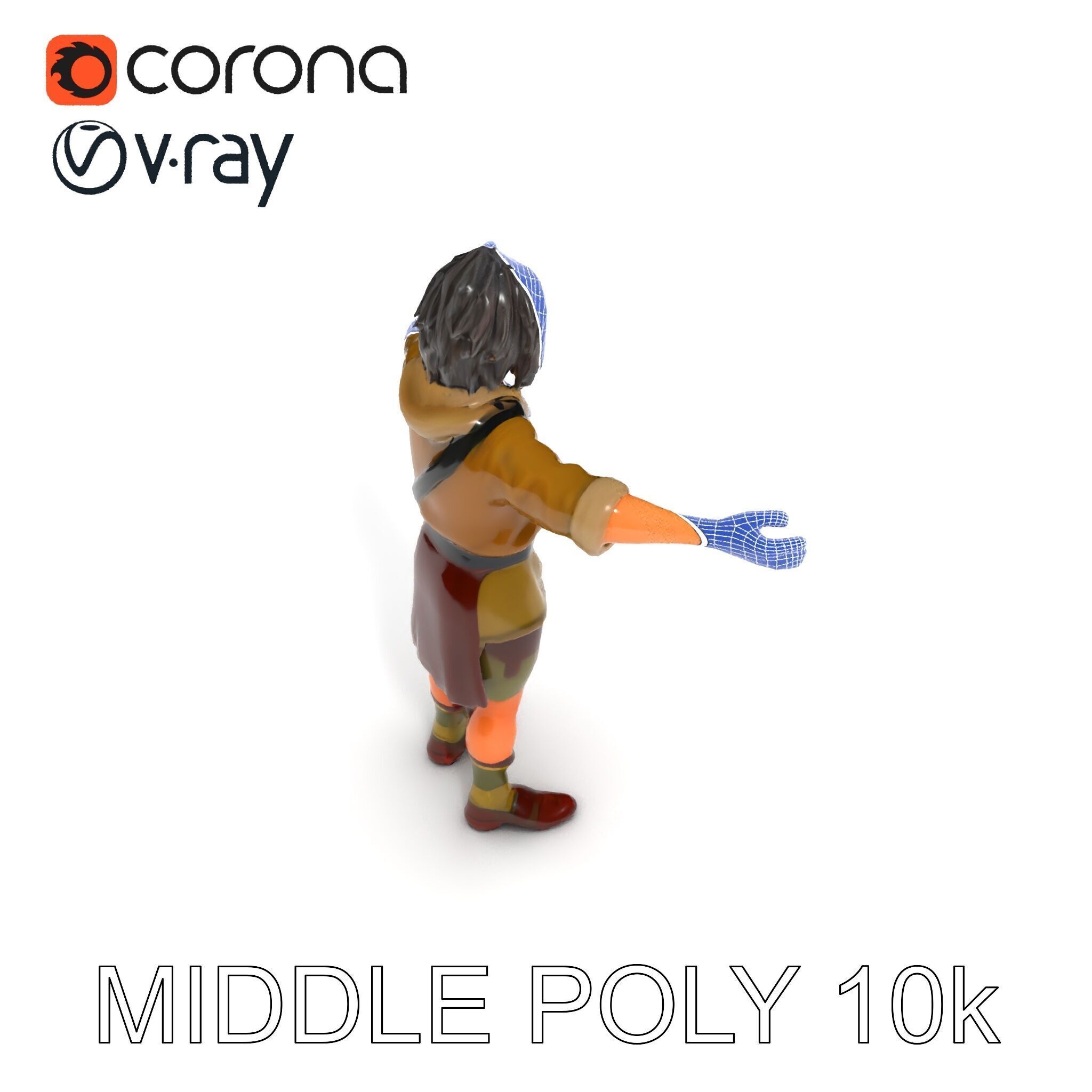 Rugged Medieval Wanderer D Character Model Fully Rigged Low-poly 3D model_22