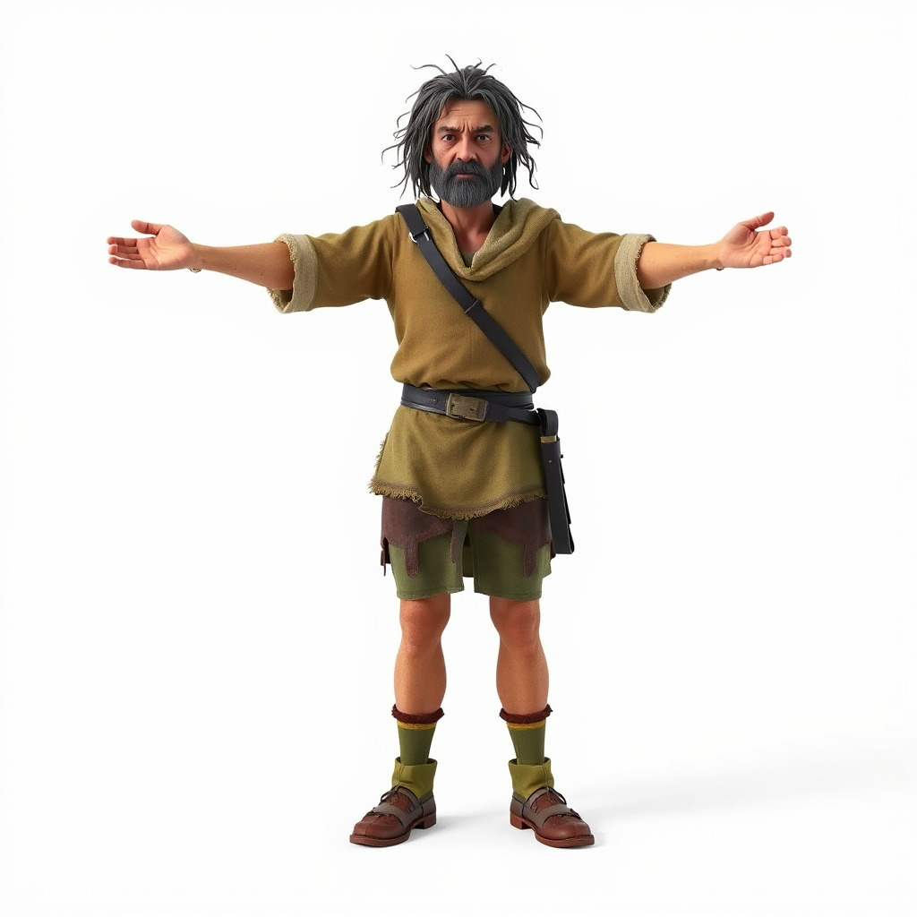 Rugged Medieval Wanderer D Character Model Fully Rigged Low-poly 3D model_4