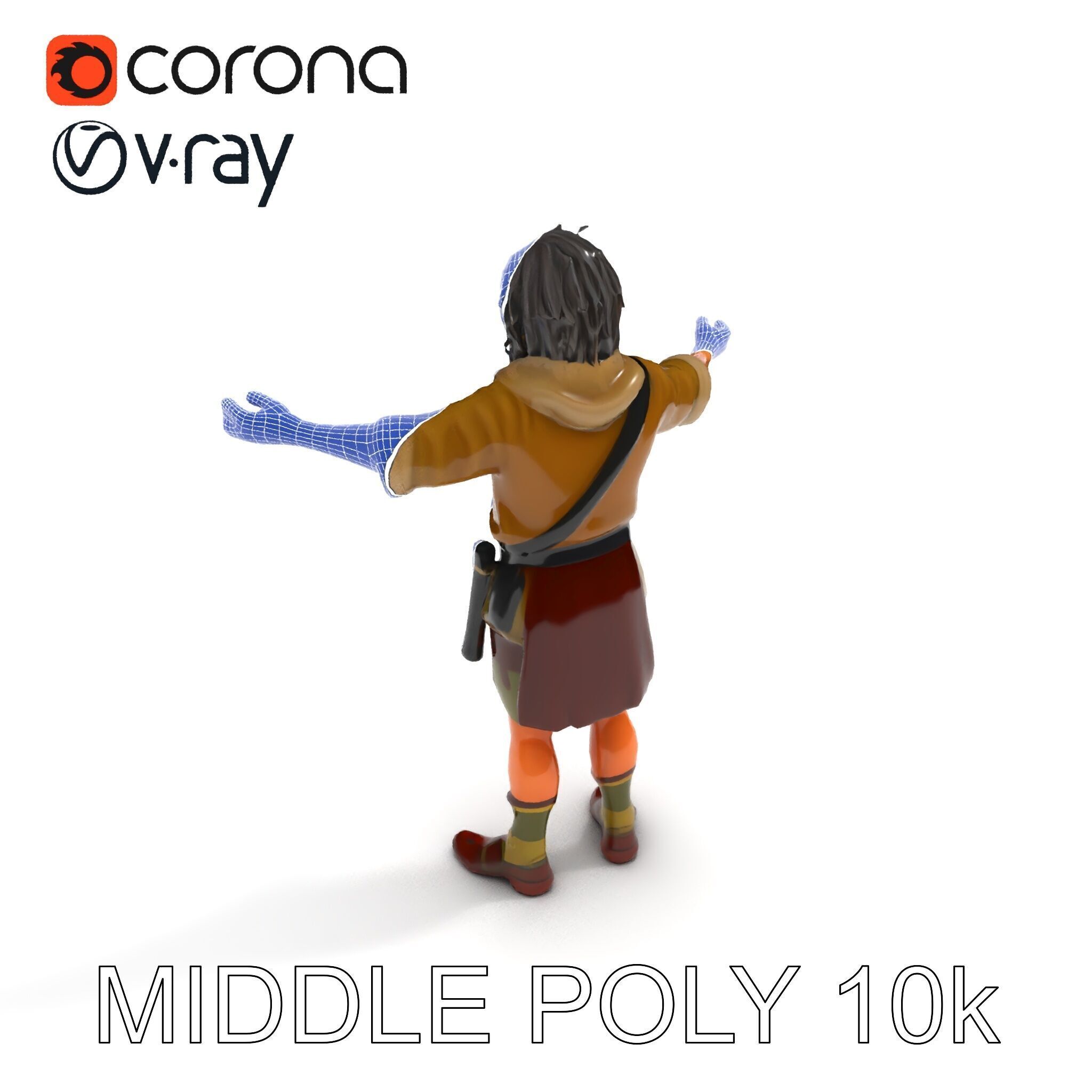 Rugged Medieval Wanderer D Character Model Fully Rigged Low-poly 3D model_31