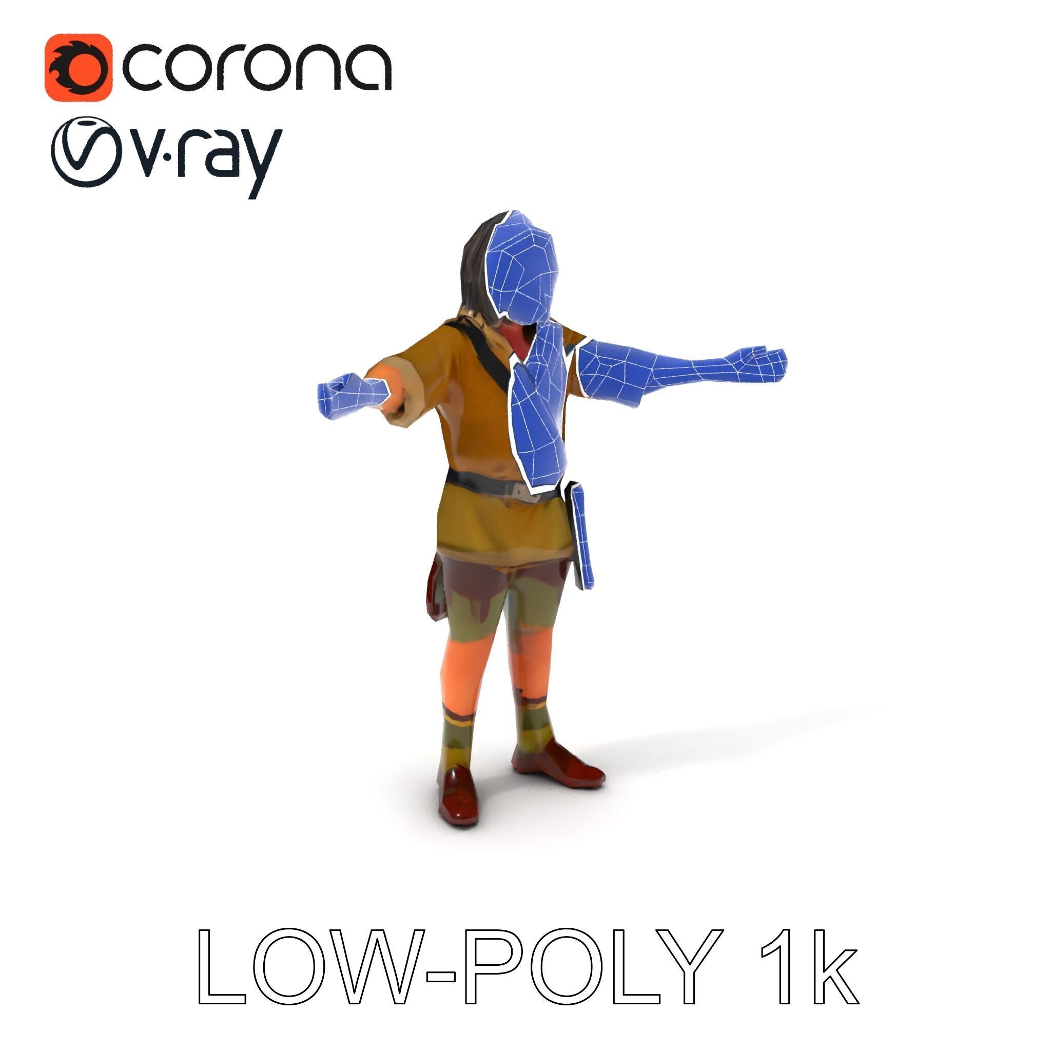 Rugged Medieval Wanderer D Character Model Fully Rigged Low-poly 3D model_29