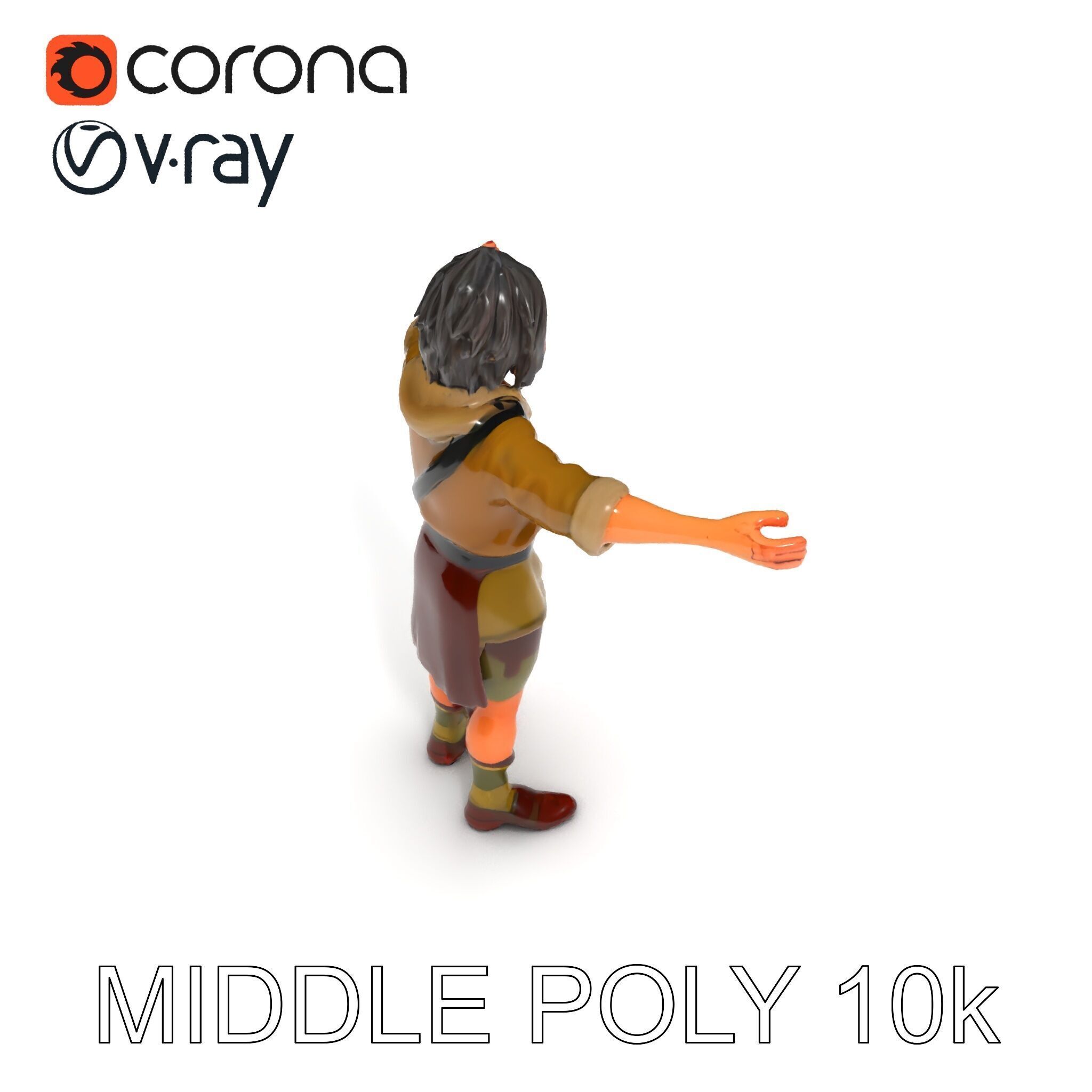 Rugged Medieval Wanderer D Character Model Fully Rigged Low-poly 3D model_9