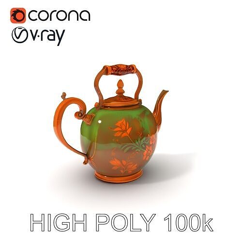 Antique Ornate Teapot D Model Pack Low-poly 3D model