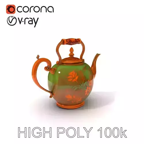 Antique Ornate Teapot D Model Pack