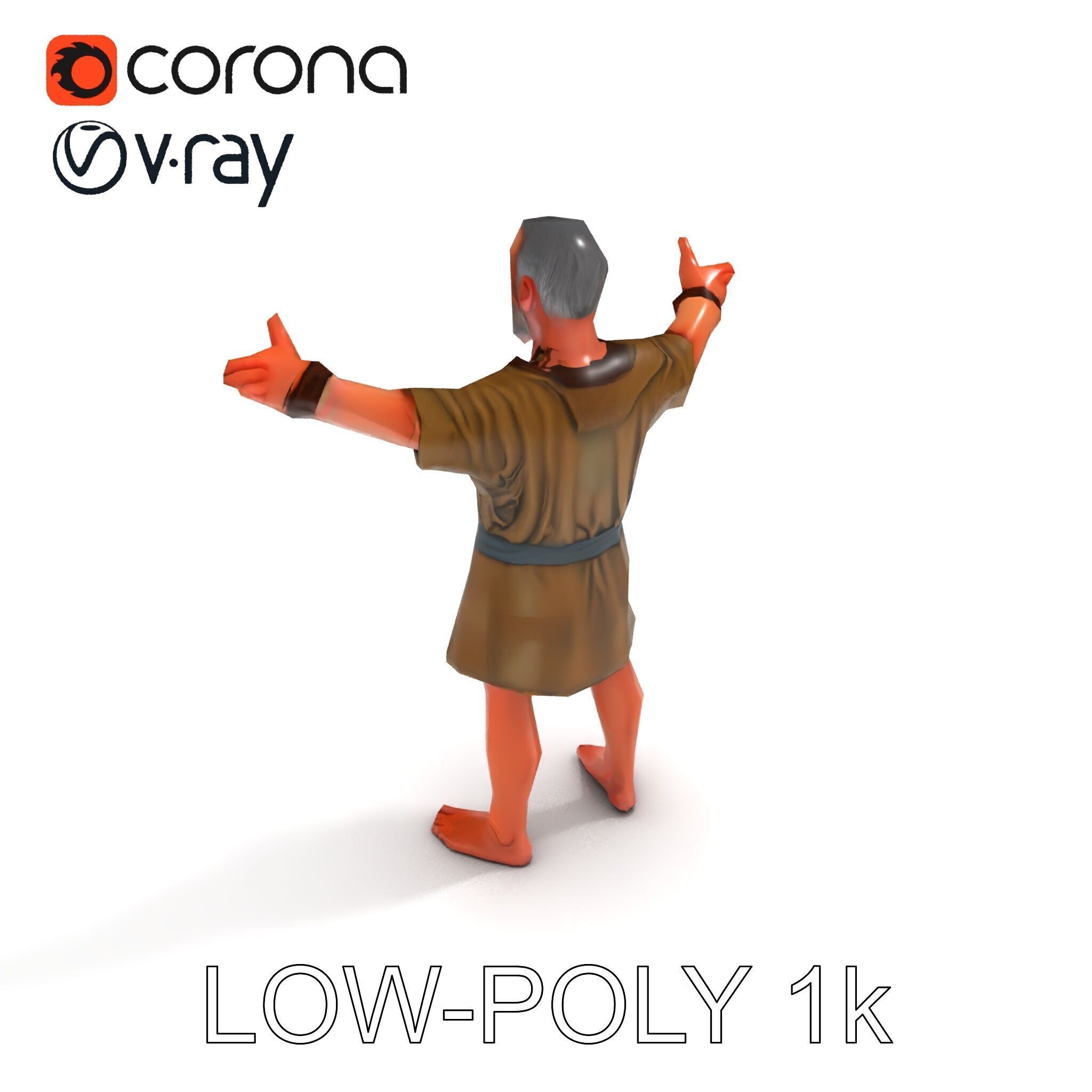 Medieval Peasant Male D Character Model with Detailed Textures Low-poly 3D model_24