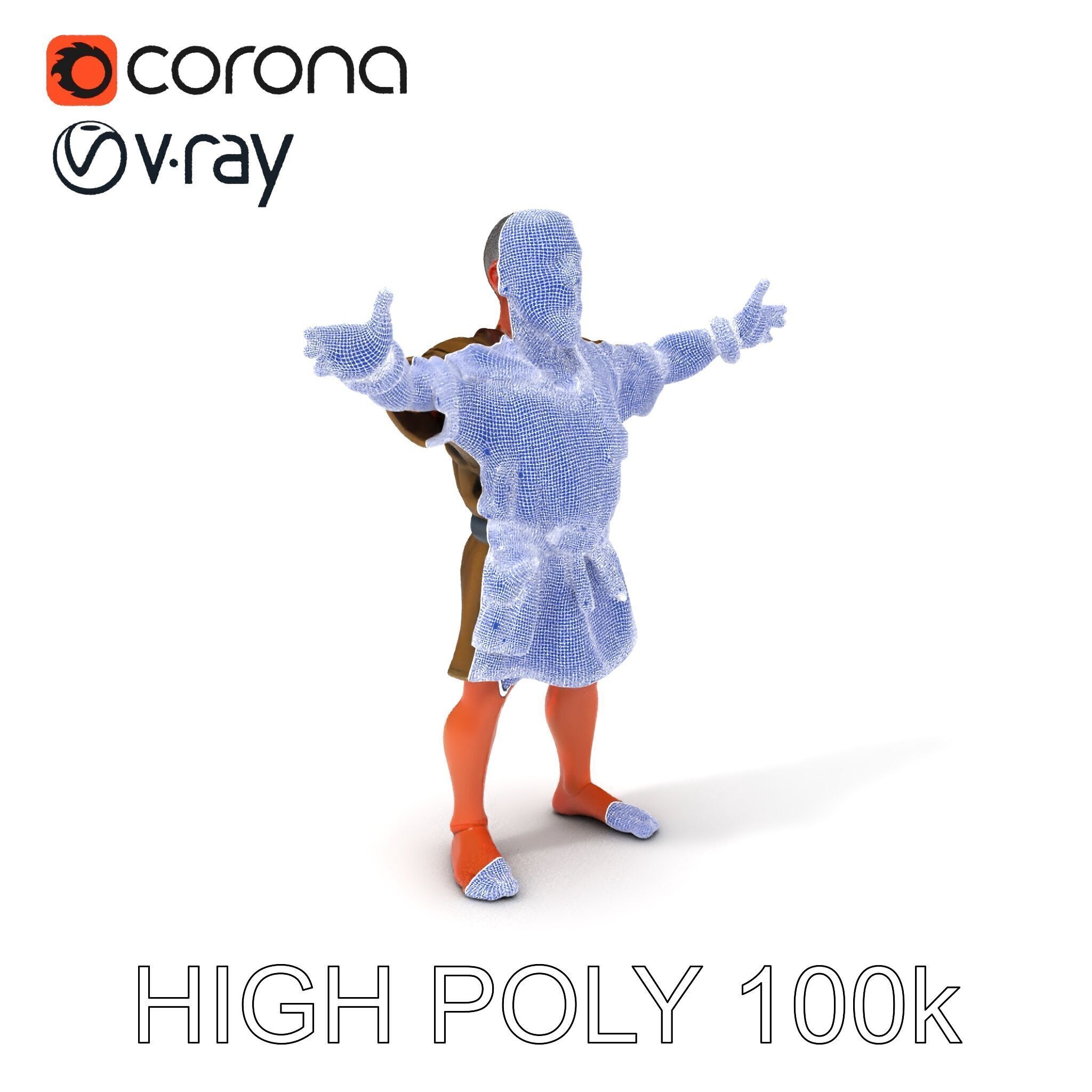 Medieval Peasant Male D Character Model with Detailed Textures Low-poly 3D model_3