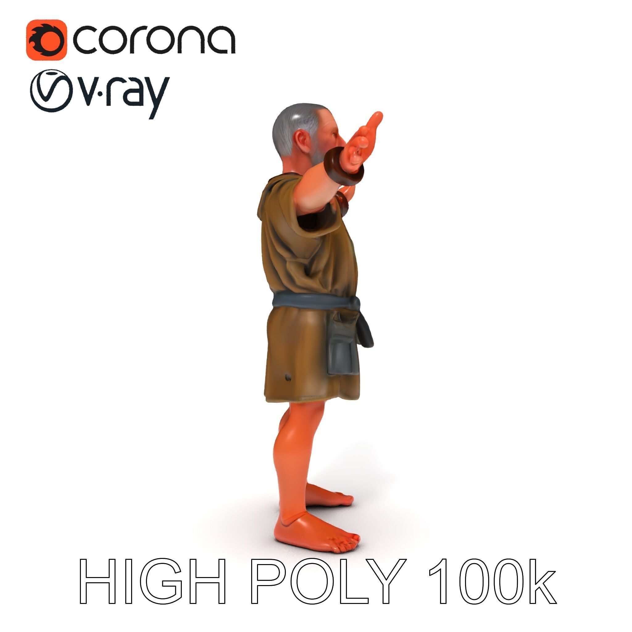 Medieval Peasant Male D Character Model with Detailed Textures Low-poly 3D model_11