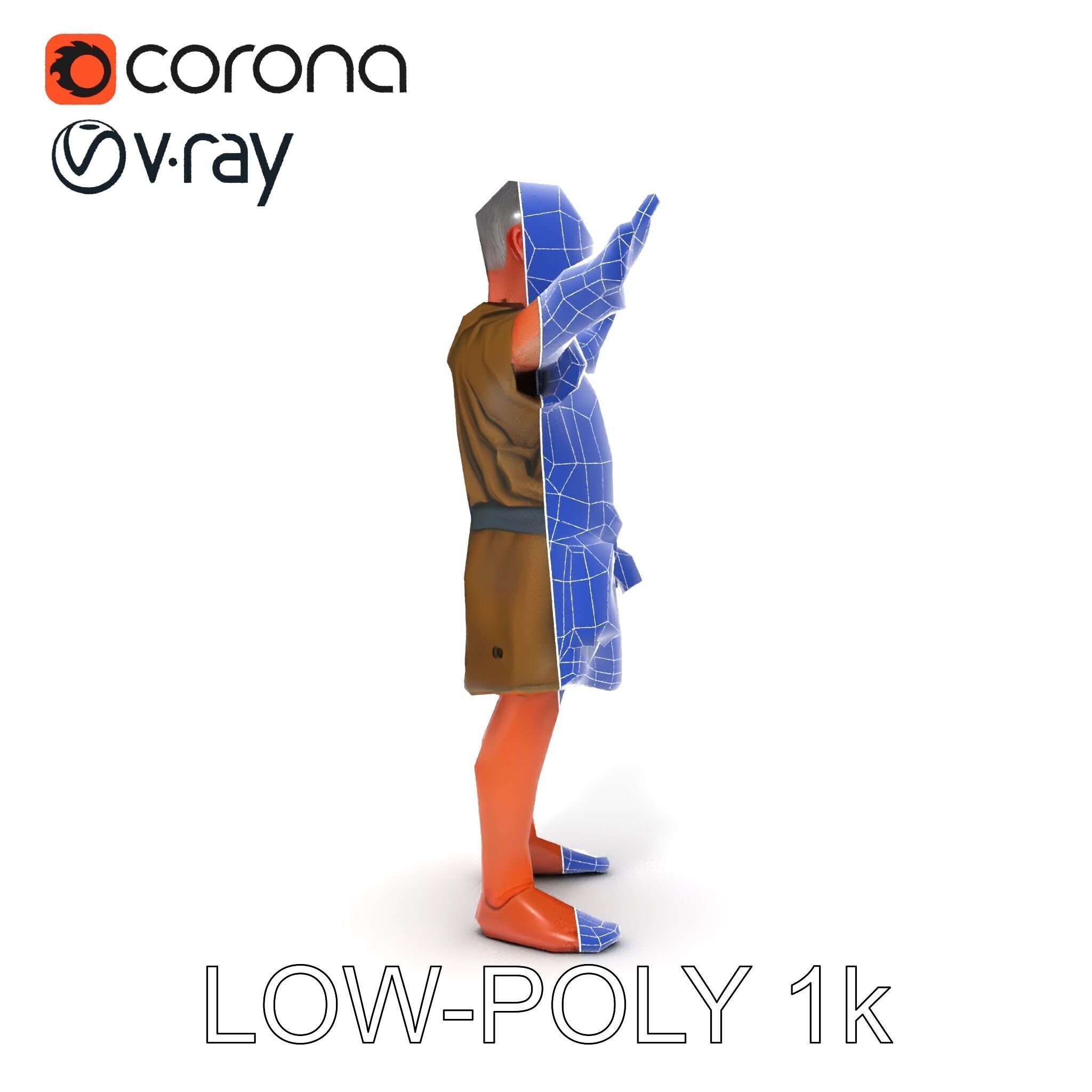 Medieval Peasant Male D Character Model with Detailed Textures Low-poly 3D model_26