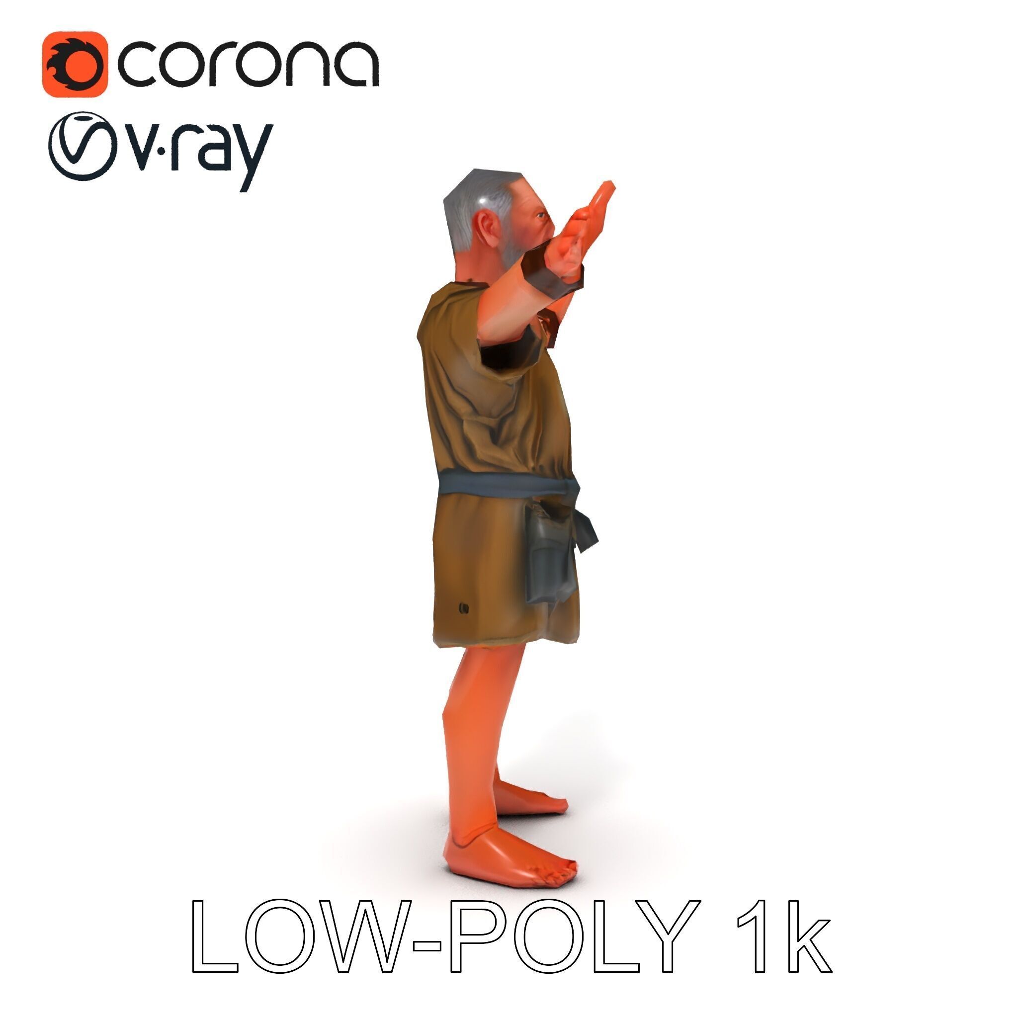 Medieval Peasant Male D Character Model with Detailed Textures Low-poly 3D model_16
