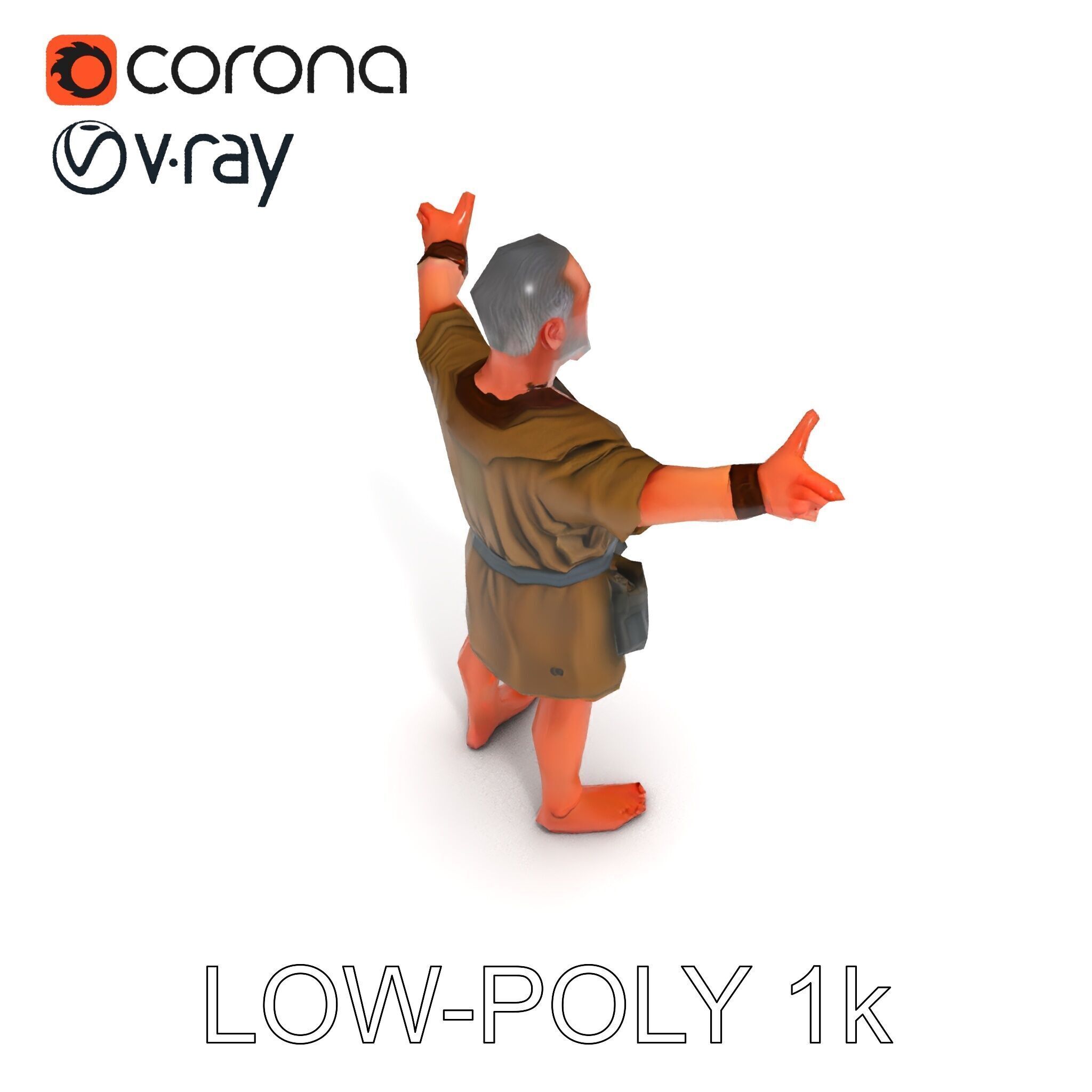 Medieval Peasant Male D Character Model with Detailed Textures Low-poly 3D model_31
