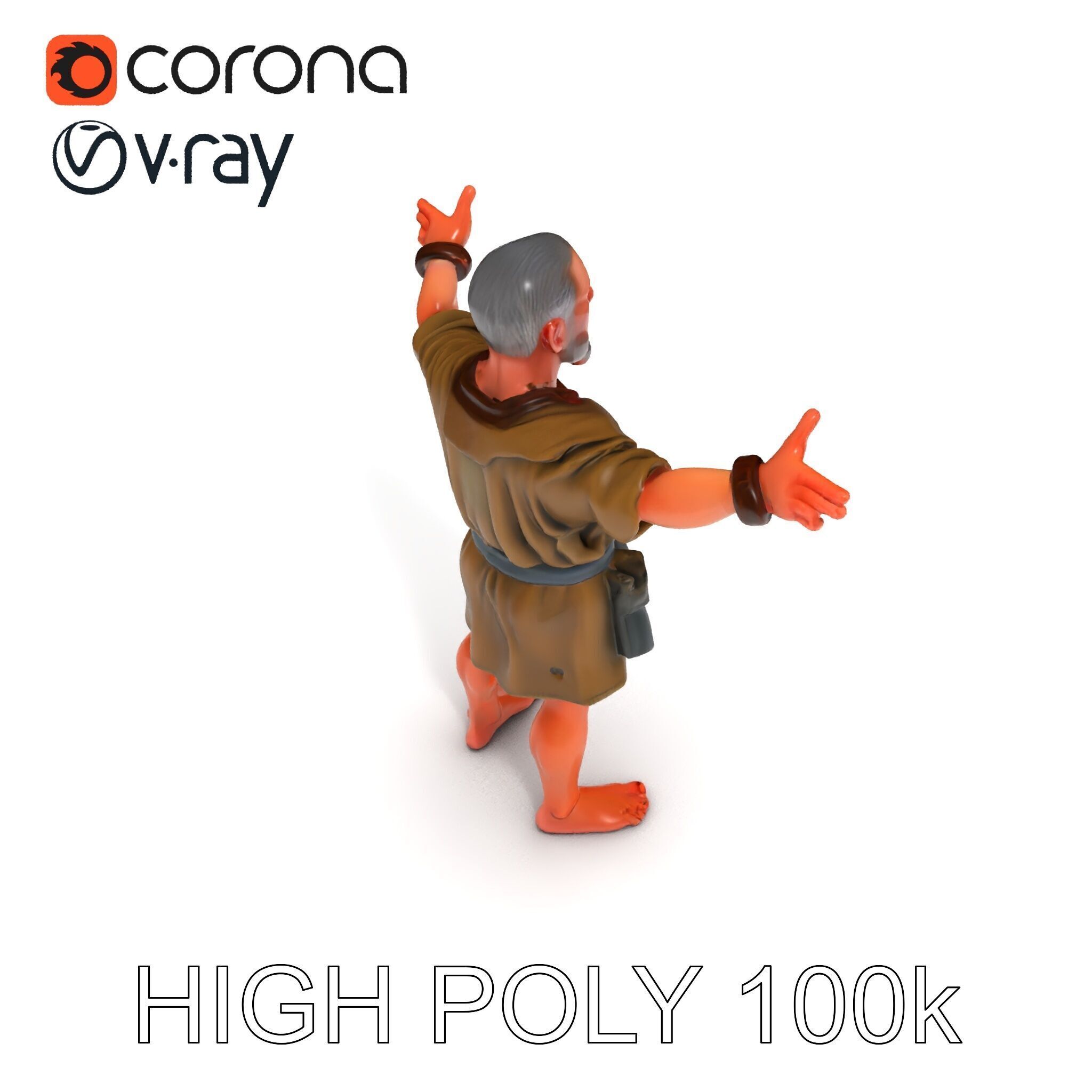 Medieval Peasant Male D Character Model with Detailed Textures Low-poly 3D model_20