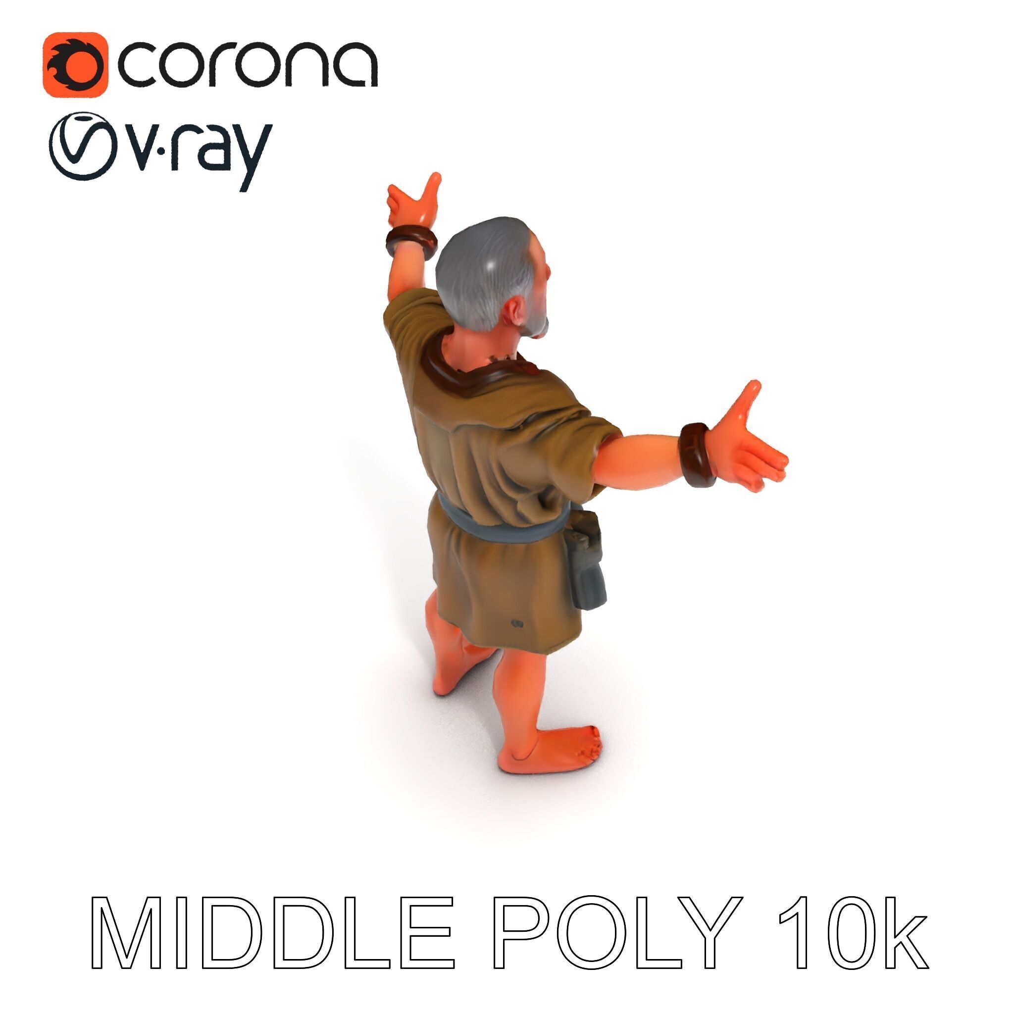 Medieval Peasant Male D Character Model with Detailed Textures Low-poly 3D model_12