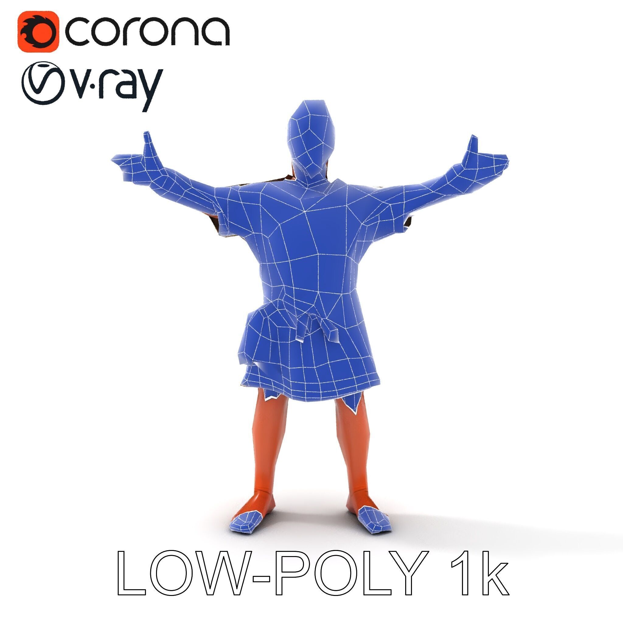 Medieval Peasant Male D Character Model with Detailed Textures Low-poly 3D model_10