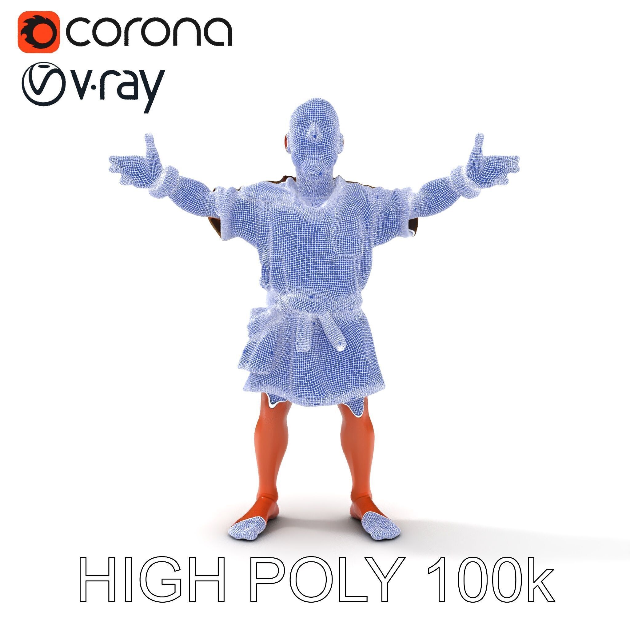 Medieval Peasant Male D Character Model with Detailed Textures Low-poly 3D model_32